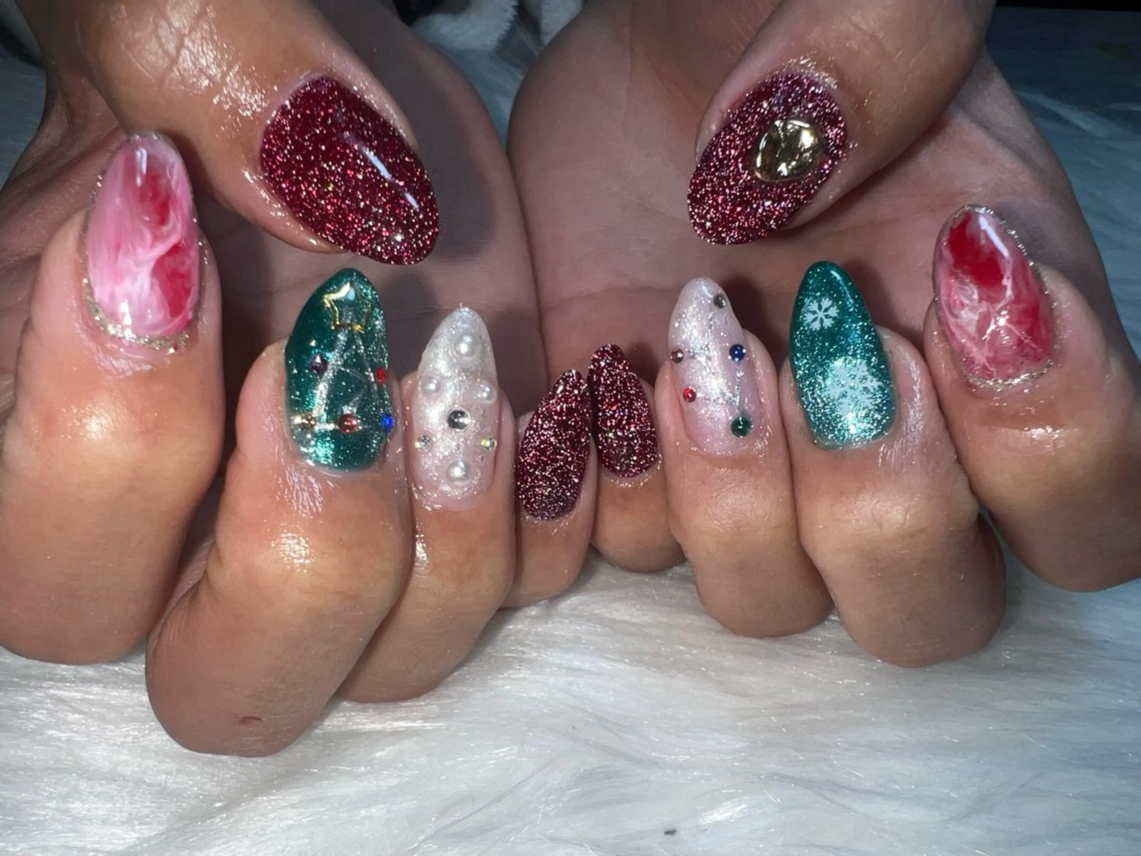 ネイル フラッシュネイル 冬ネイル クリスマス Ruana Nailのネイルデザイン