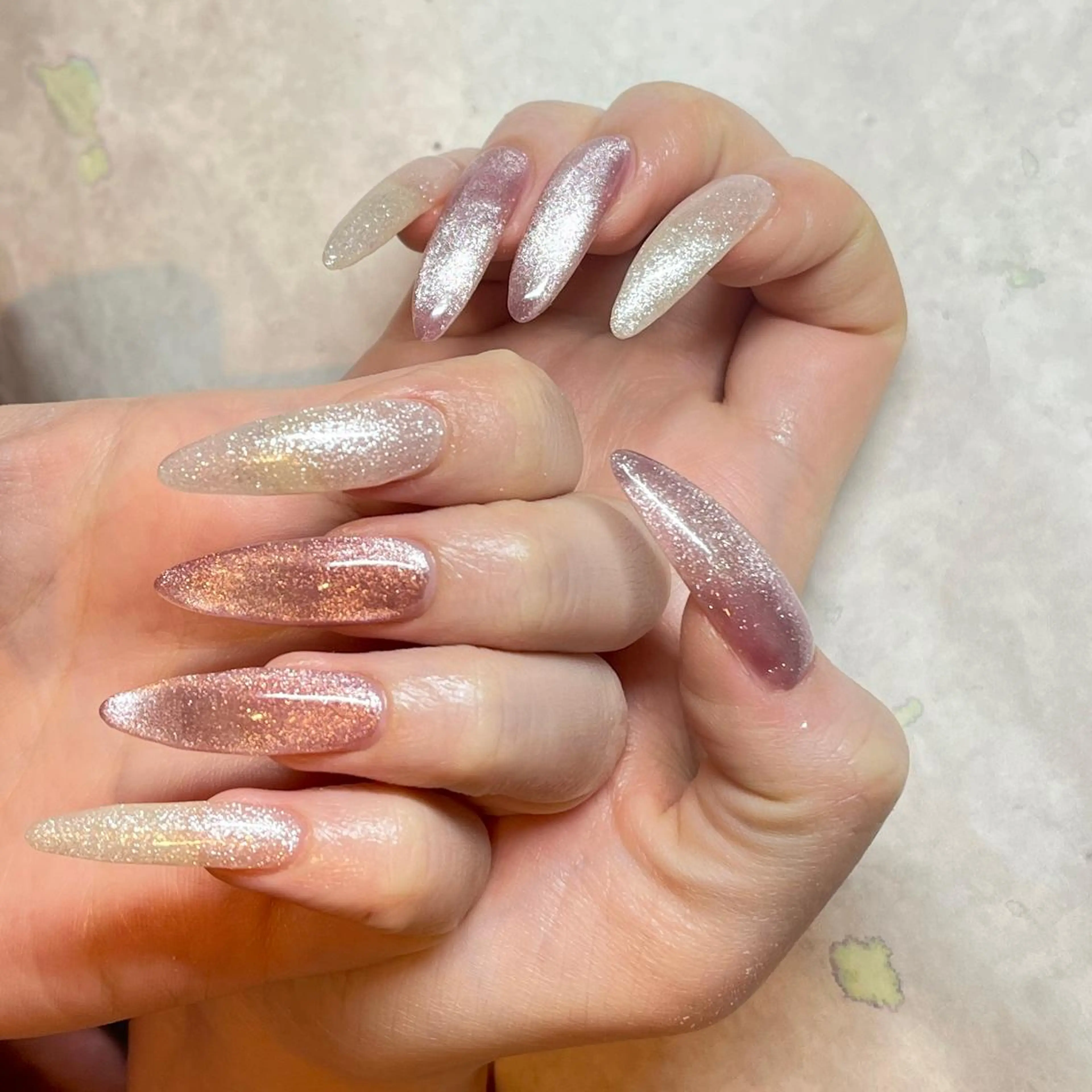 ネイル ロングネイル マグネットネイル フリーランス¨̮⃝ ネイリストOKADAのネイルデザイン