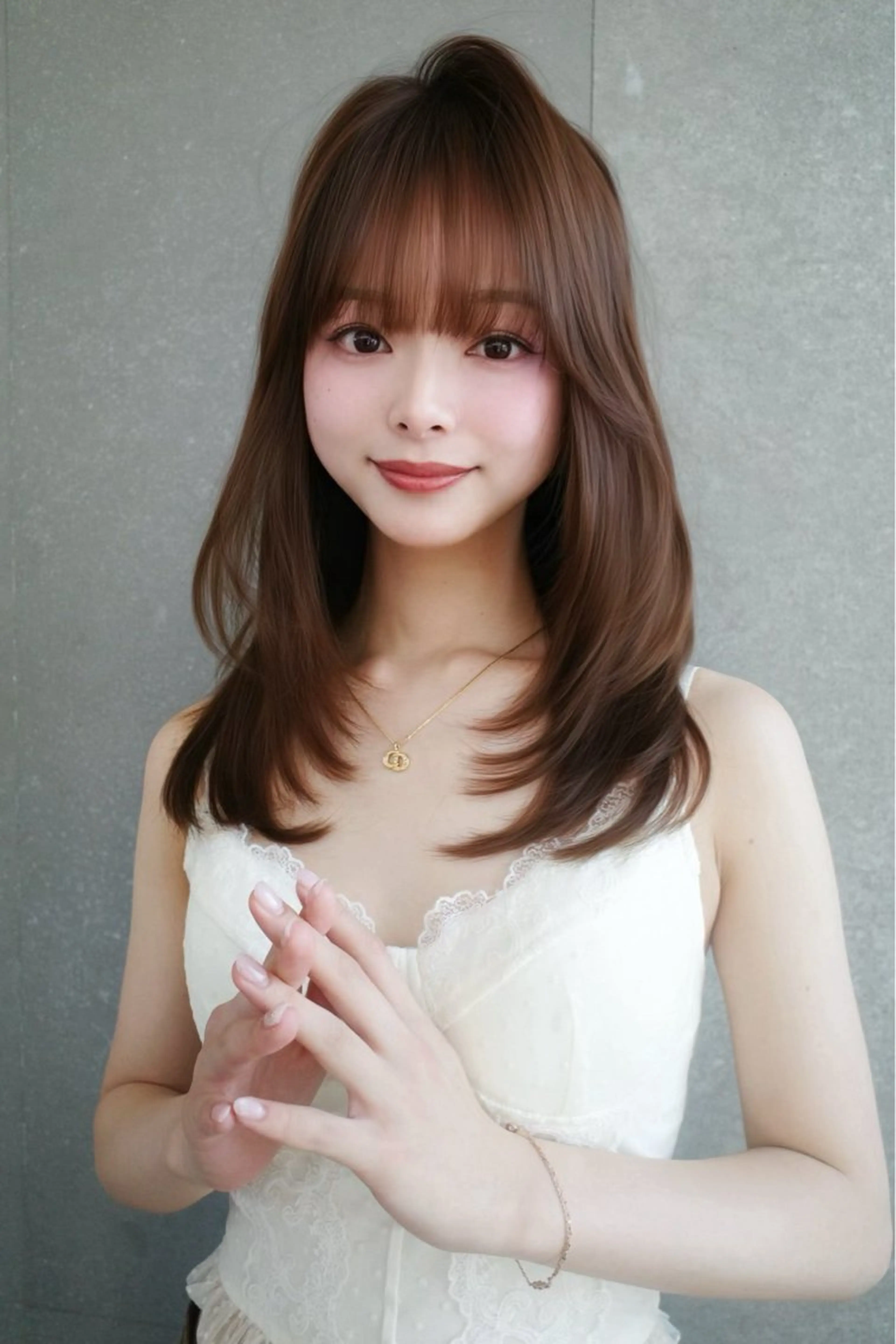 ミディアム カラー ミディアムレイヤー ブリーチ ブリーチなしカラー 髪質改善 レイヤーカット 【美髪矯正】 吉村　清志のヘアスタイル