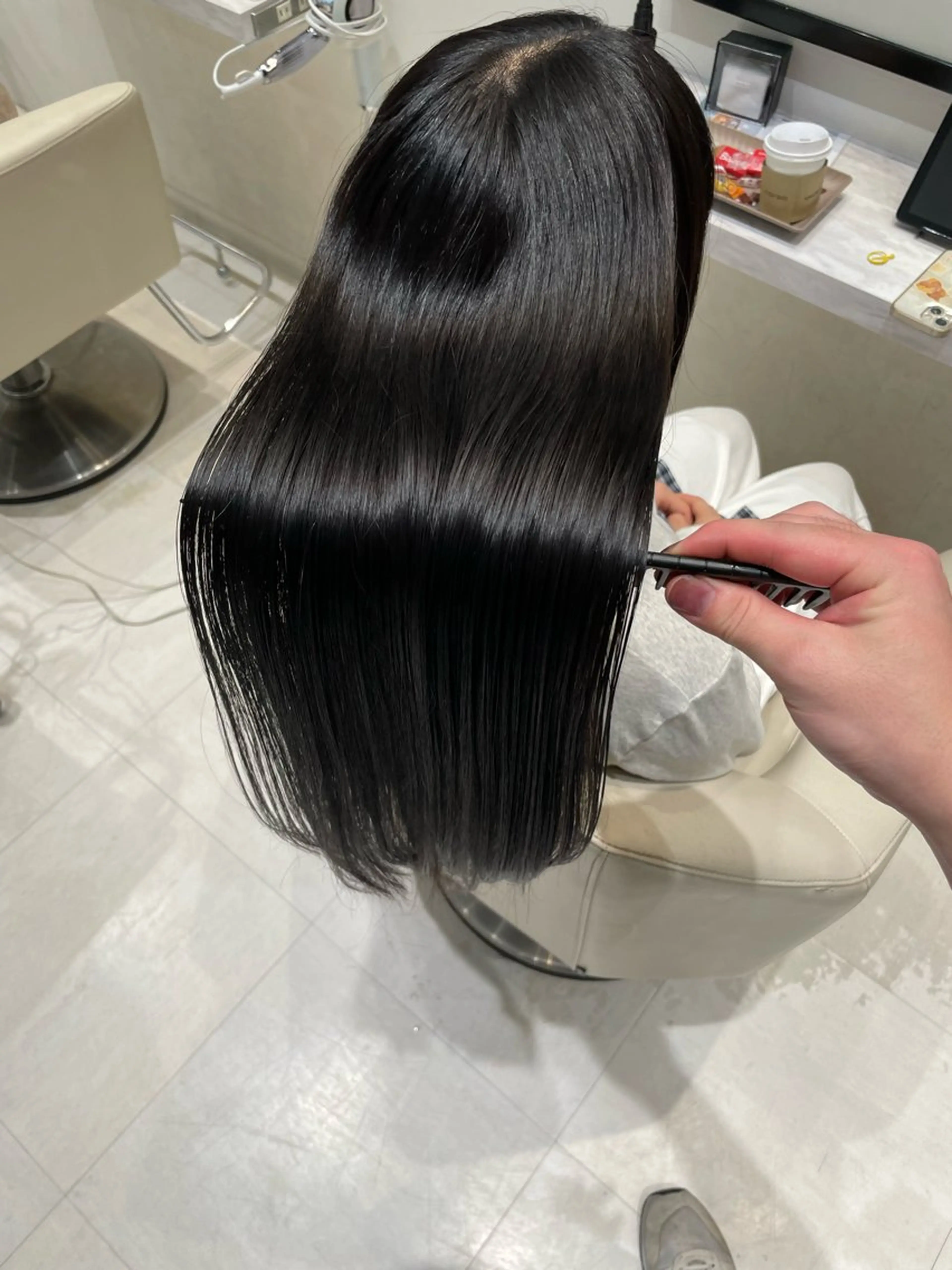 ロング パーマ カット 縮毛矯正 トリートメント k-twoたき✨艶感 カラー／美髪矯正のヘアスタイル