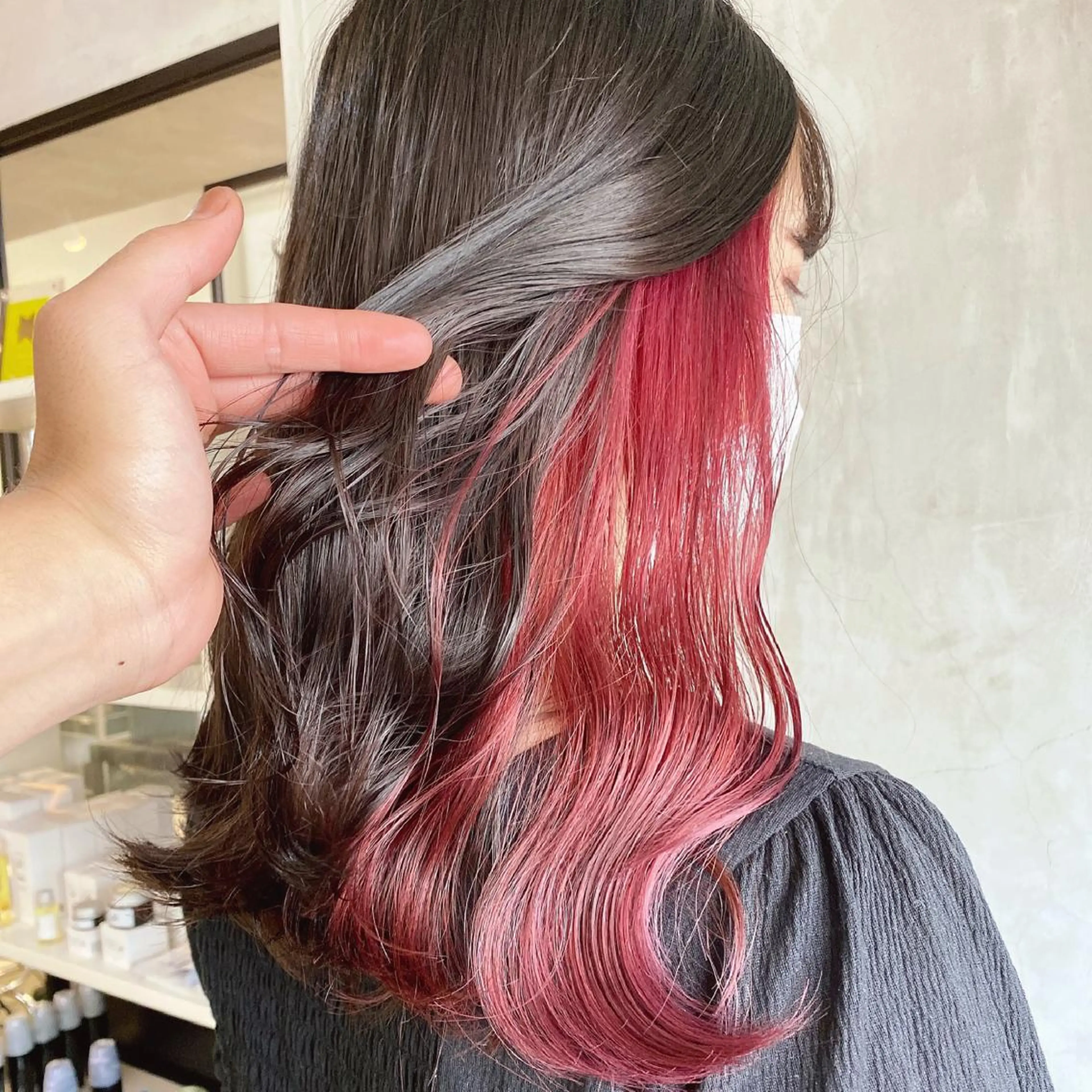 セミロング カラー ヘアアレンジ ヘアカラー 切りっぱなしボブ/ デザインカラー店長のヘアスタイル