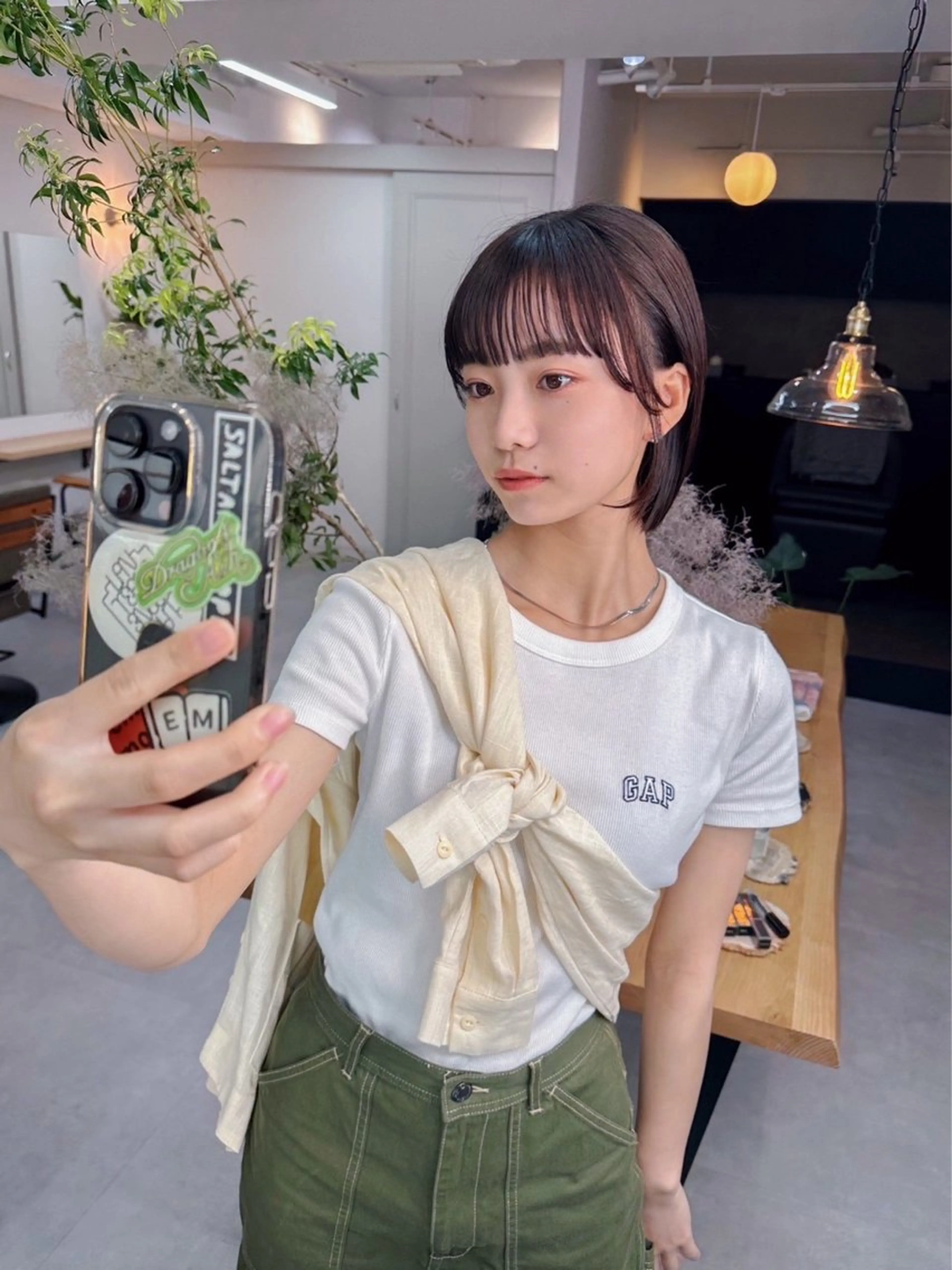 ショート カラー ボブ パーマ* 顔まわり似合わせのヘアスタイル