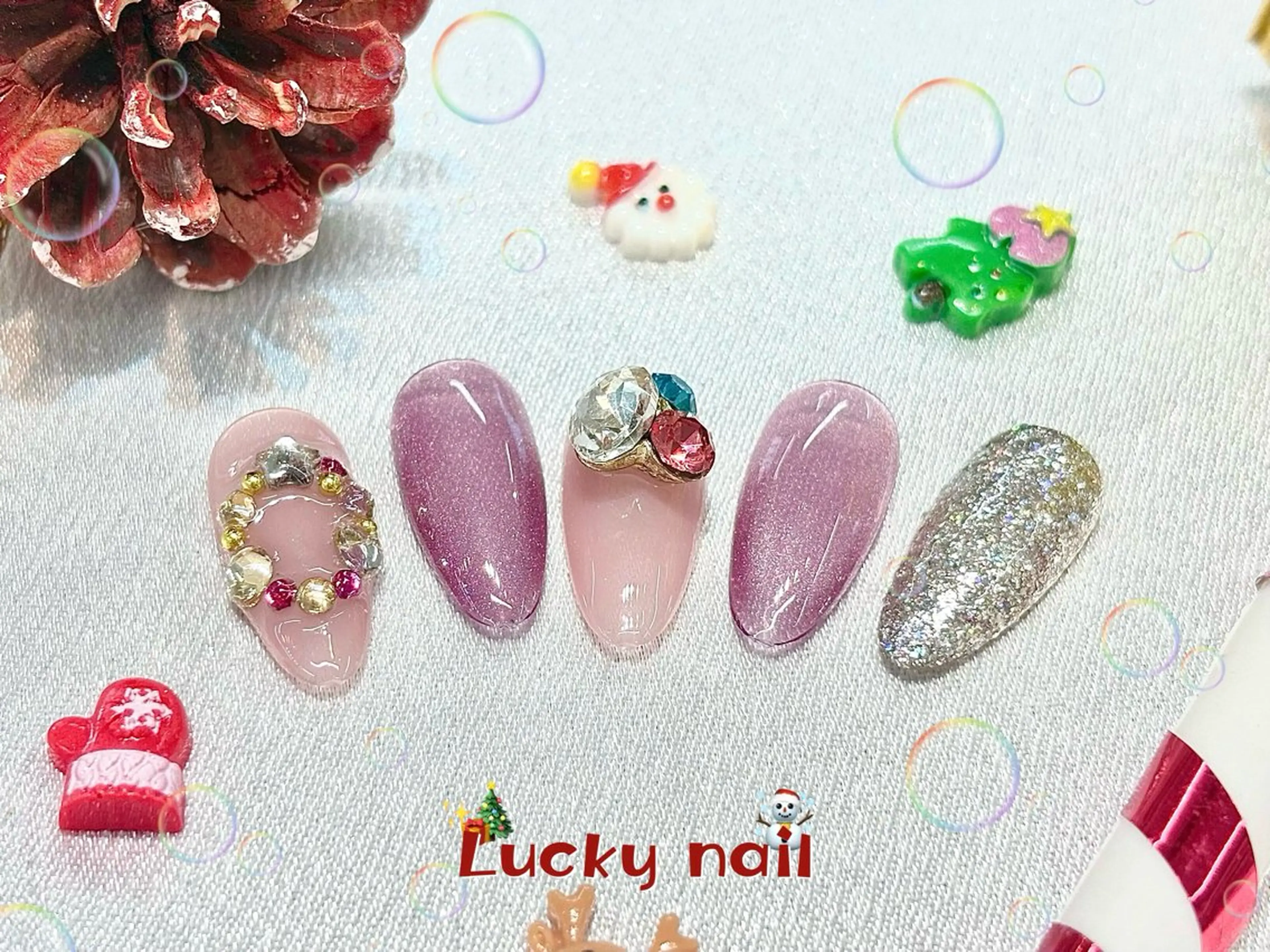 ネイル アートネイル チークネイル 長さ出し ジェルネイル マグネットネイル Lucky nail 小林和希のネイルデザイン