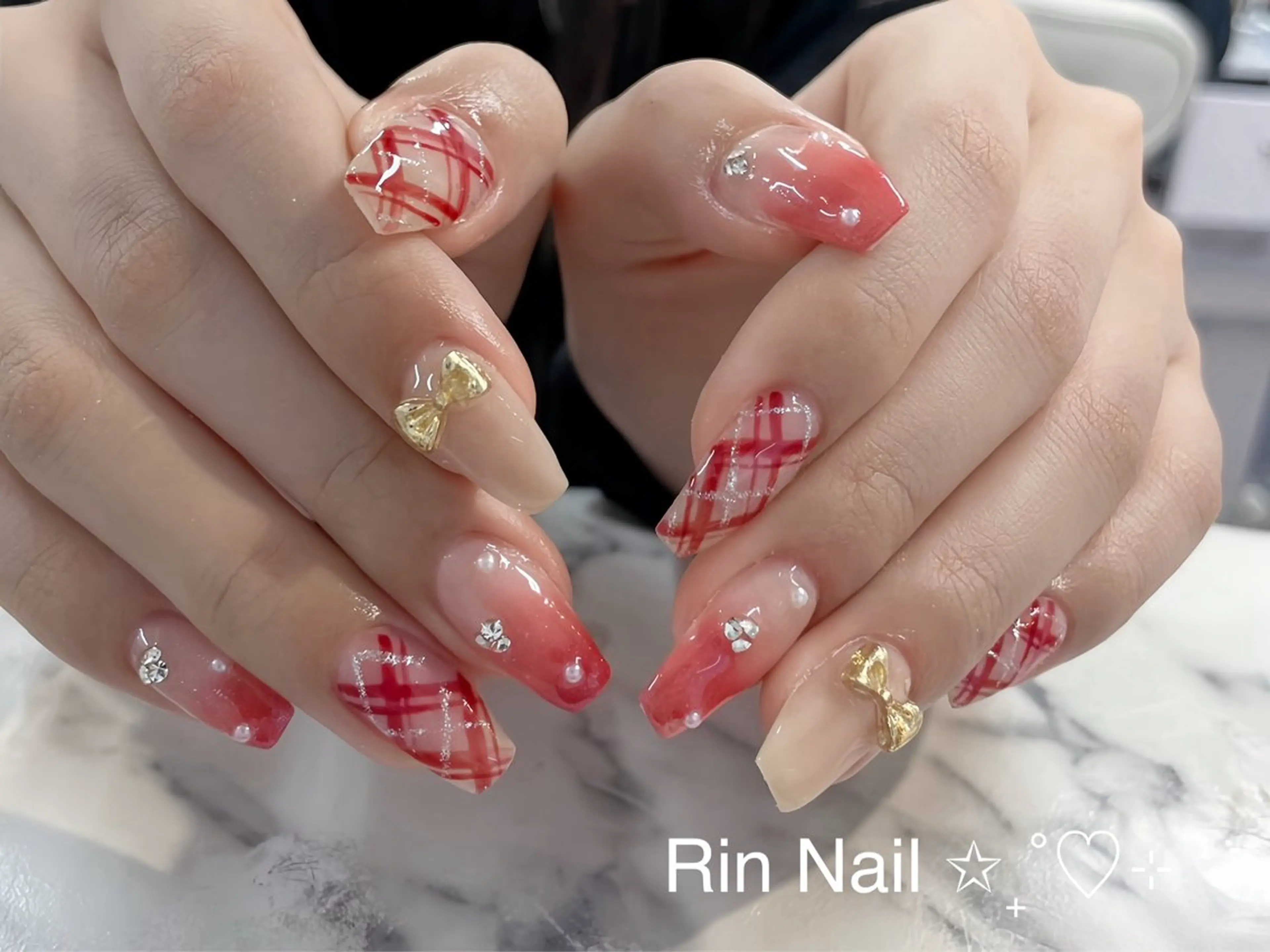 ネイル アートネイル 成人式 ロングネイル ニュアンスネイル スカルプネイル ハンドネイル Rin Nail 新大久保店のネイルデザイン