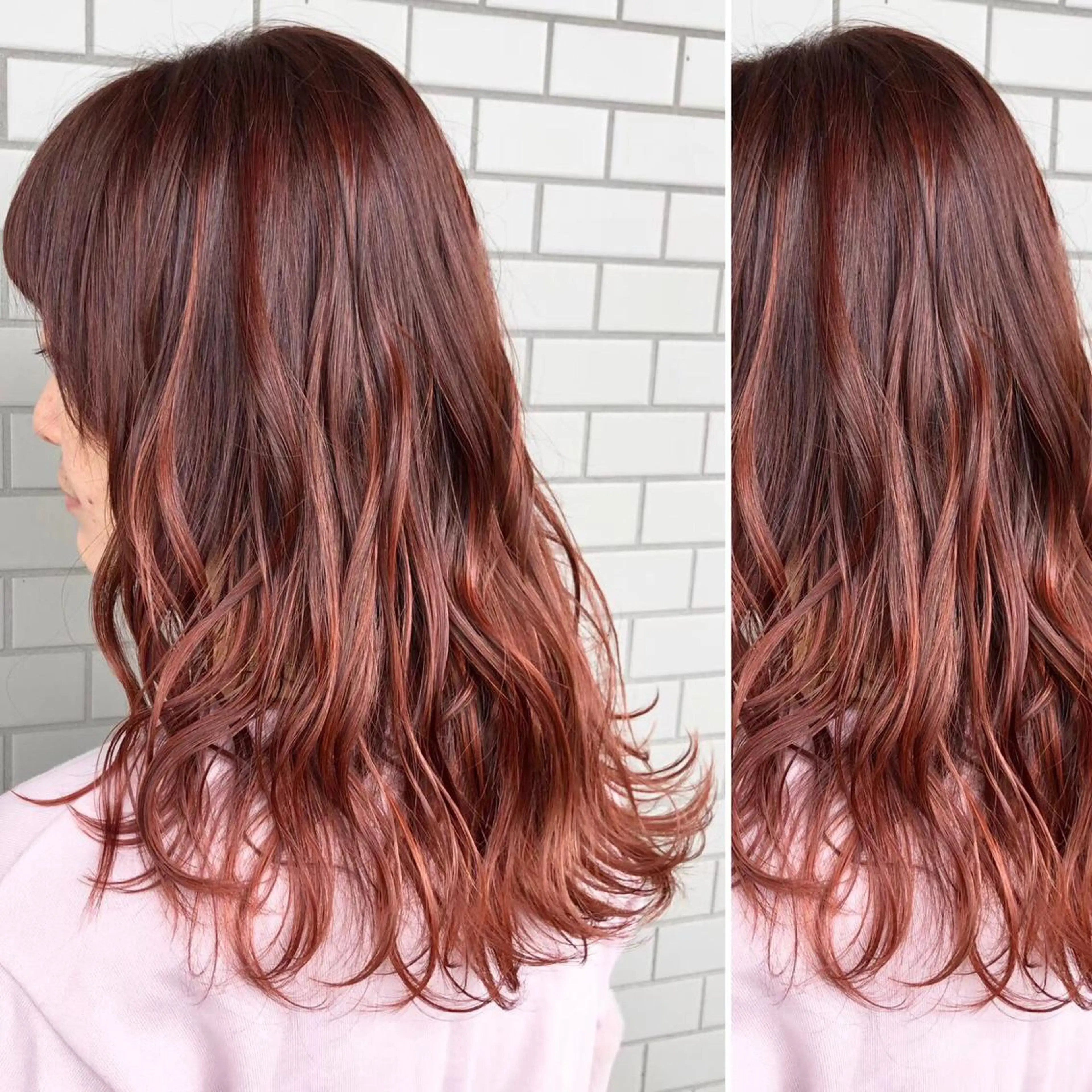 ミディアム カラー JuNブリーチに 縮毛矯正するプロのヘアスタイル