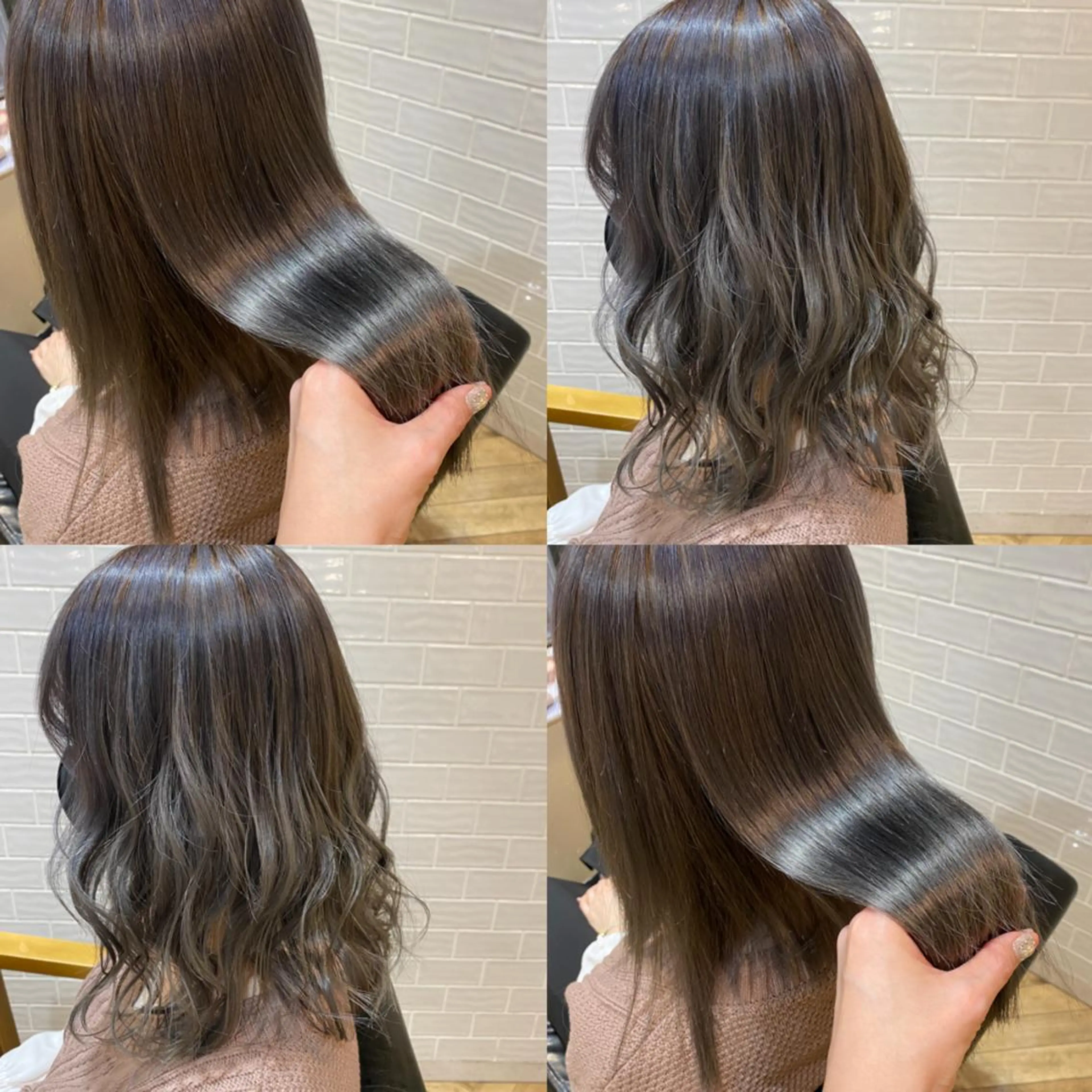 セミロング カラー ダークグレー 艶カラー/韓国顔周り 🎀mamiのヘアスタイル