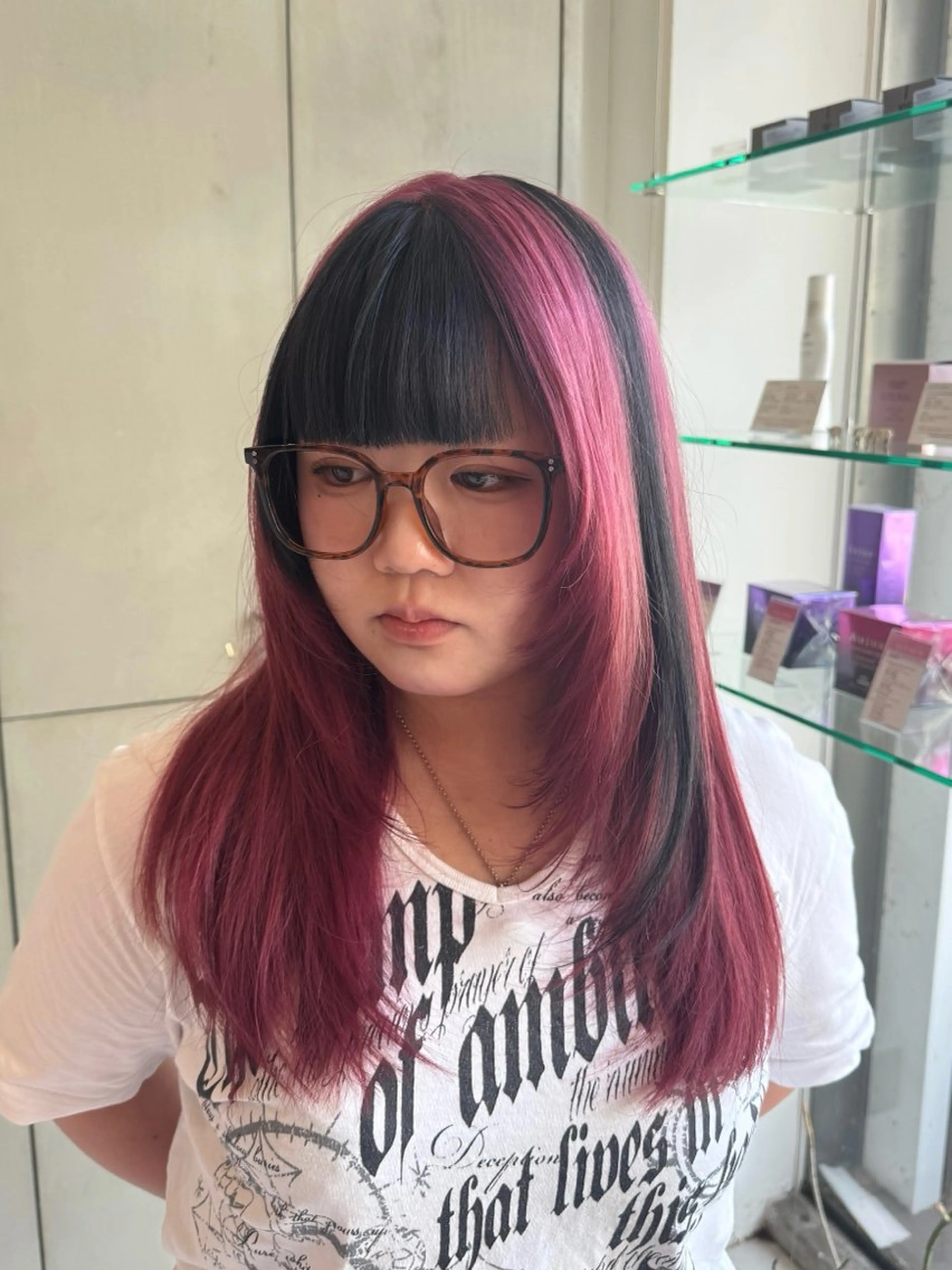 ロング カラー デザインカラー 顔まわりレイヤー レイヤーカット カット ヘアカラー ｱｵﾇﾏﾐﾕ☁️ /ボブ/ハイトーン/のヘアスタイル