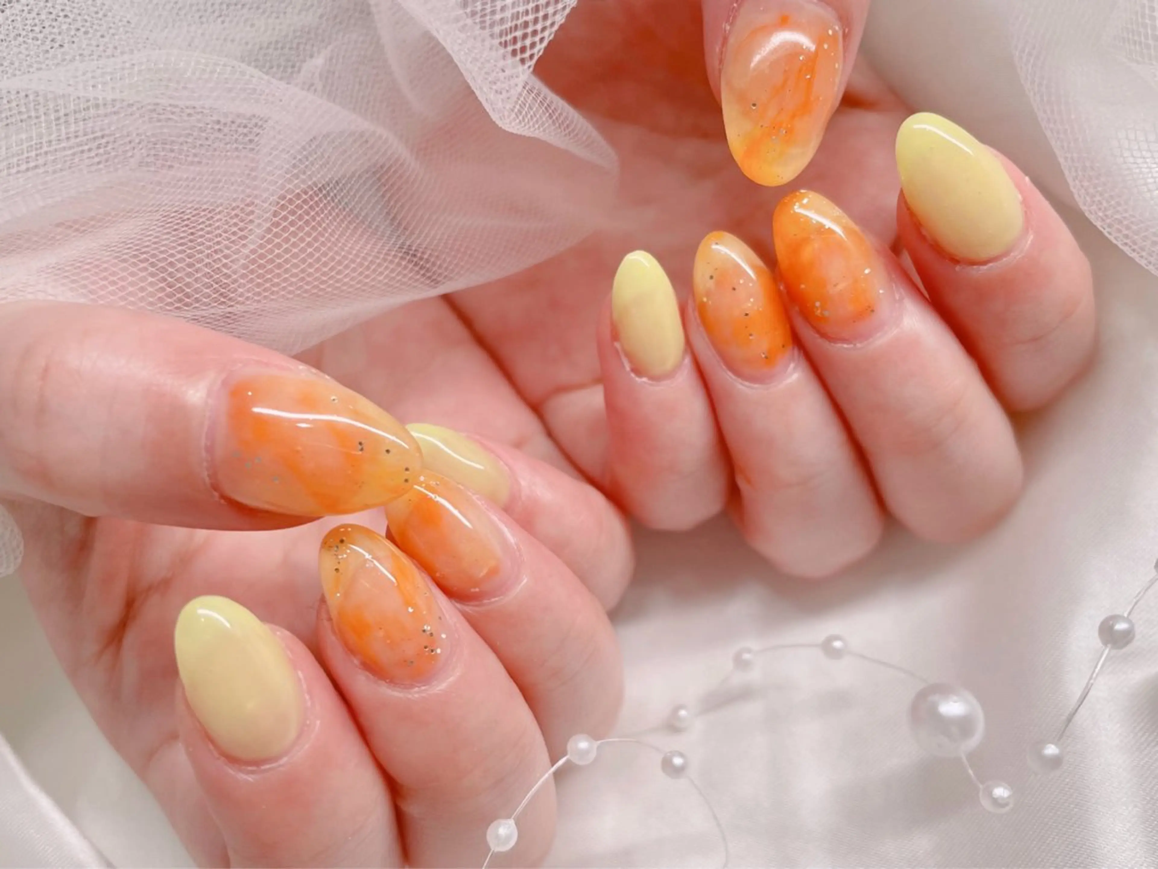 ネイル ニュアンスネイル 春ネイル ハンドネイル ゆりか ジョアアンジェ福島のネイルデザイン