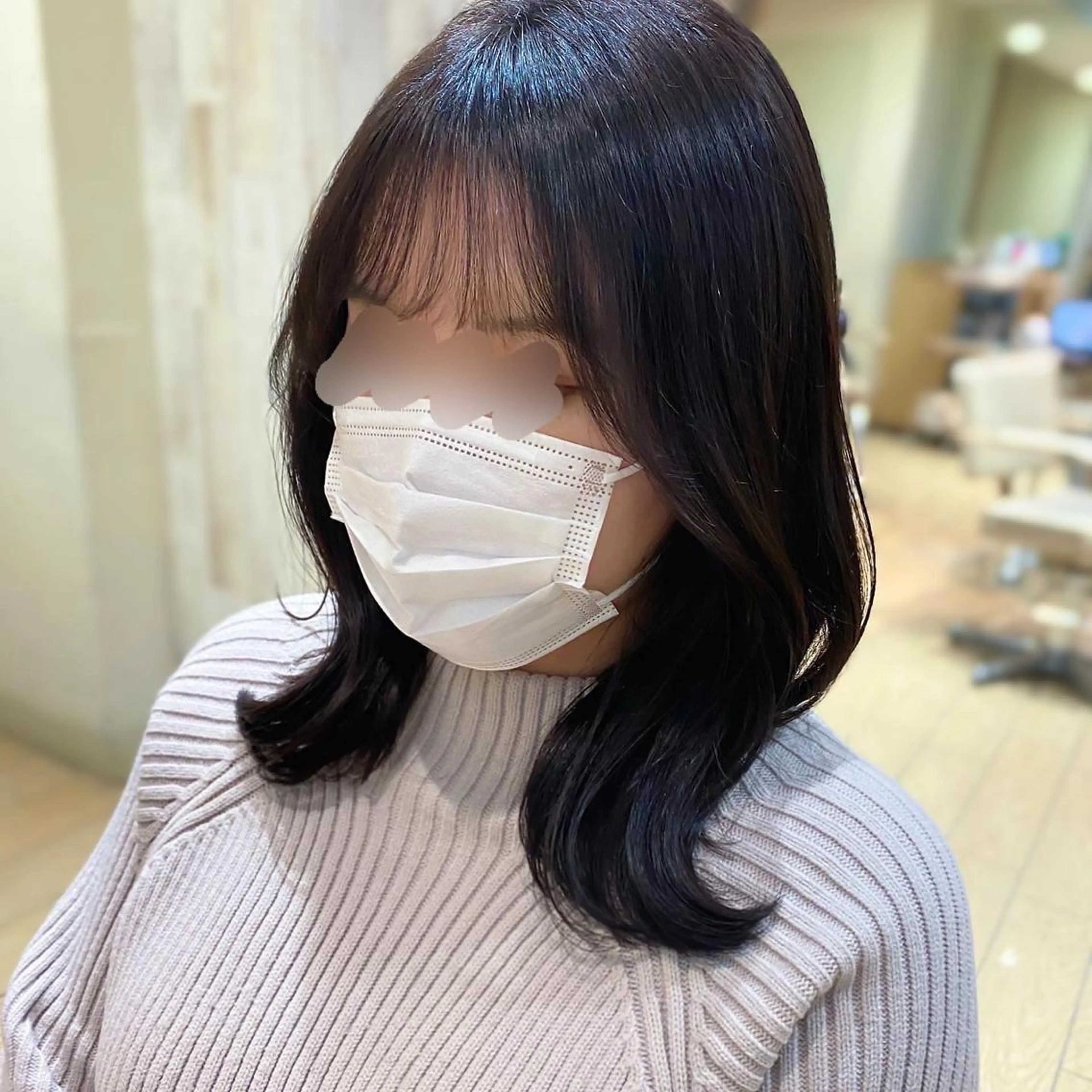 ミディアム カラー ショコラグレージュ グレージュ くびれヘア 顔周り/くびれヘア 韓国ヘア💕風間るなのヘアスタイル