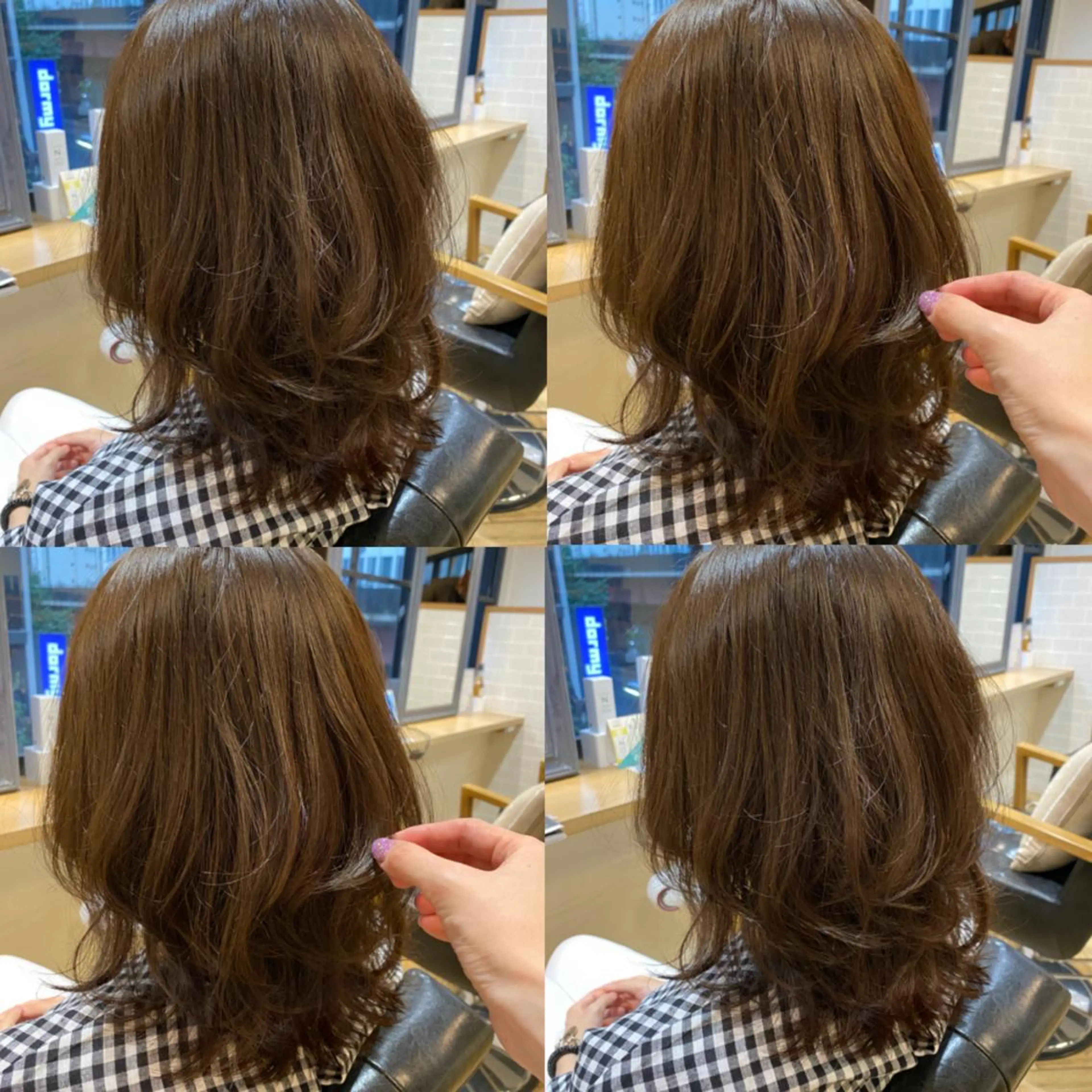 ミディアム ヘアアレンジ レイヤーカット 外ハネヘア 艶カラー/韓国顔周り 🎀mamiのヘアスタイル