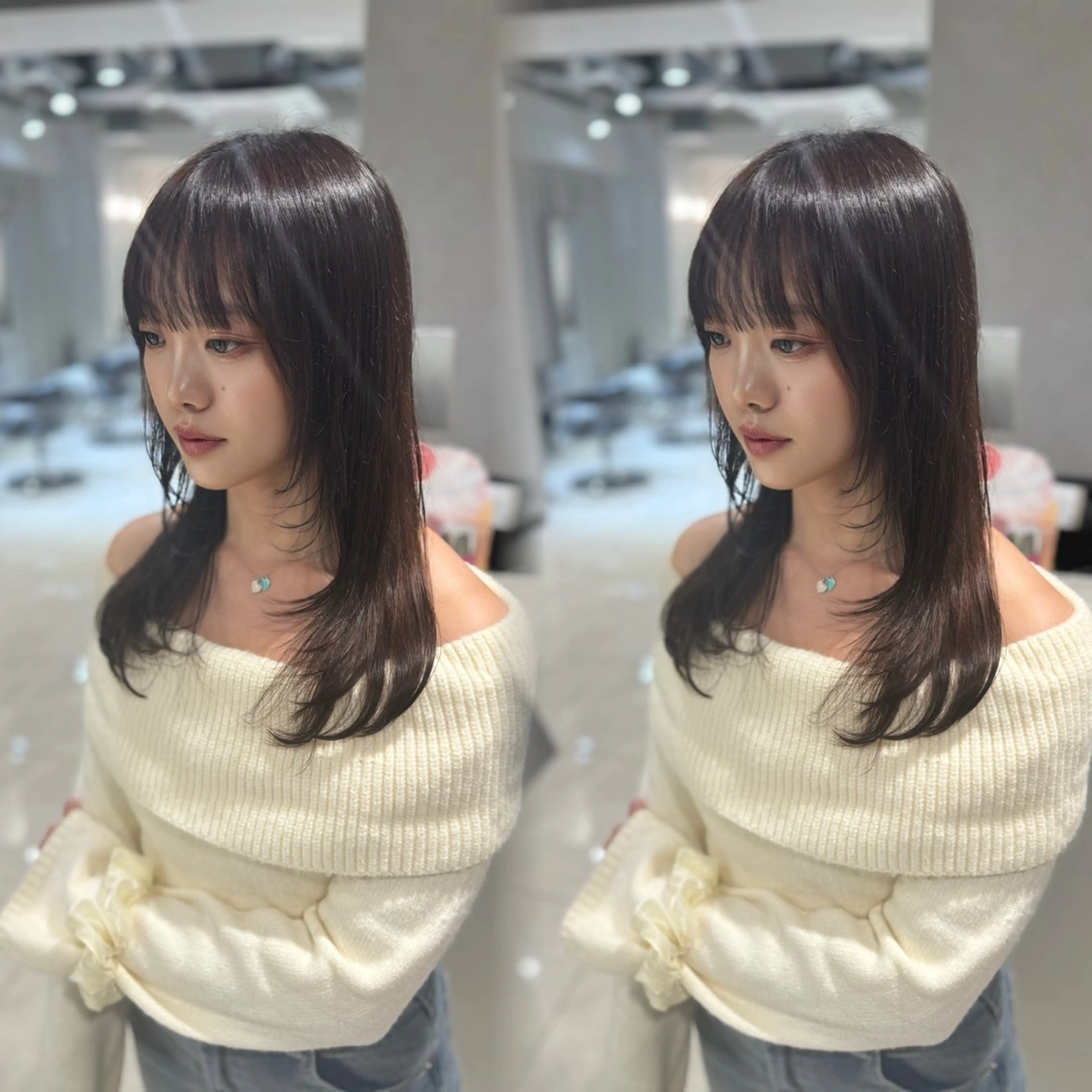 ミディアム カラー カット ヘアカラー トリートメント ハッシュカット レイヤー池袋のヘアスタイル