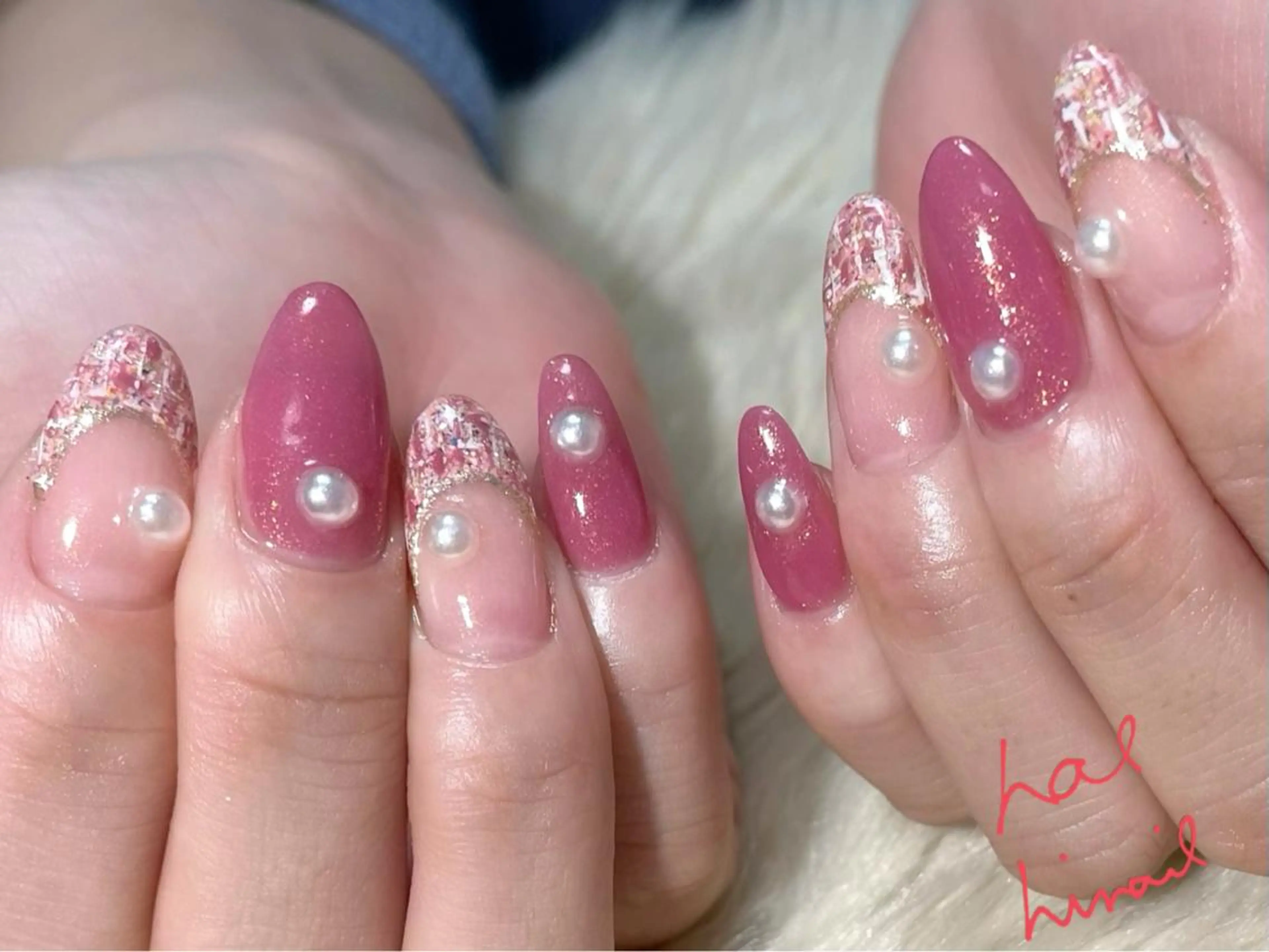 ネイル フレンチネイル ツイードネイル はるひな ねいるのネイルデザイン