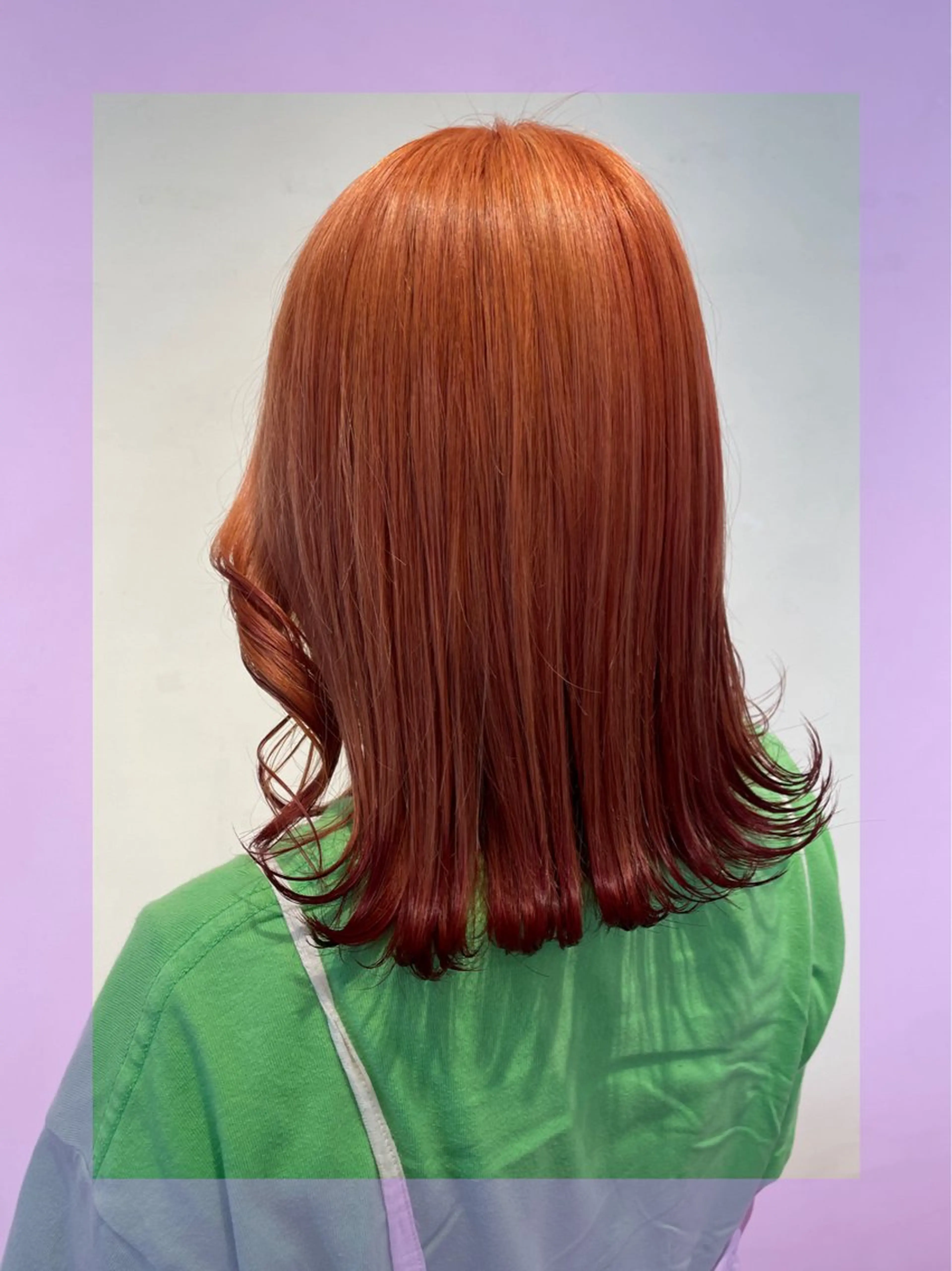 セミロング カラー ヘアアレンジ オレンジ レッドカラー ブリーチ♡メンズ マッシュ♡MIUのヘアスタイル