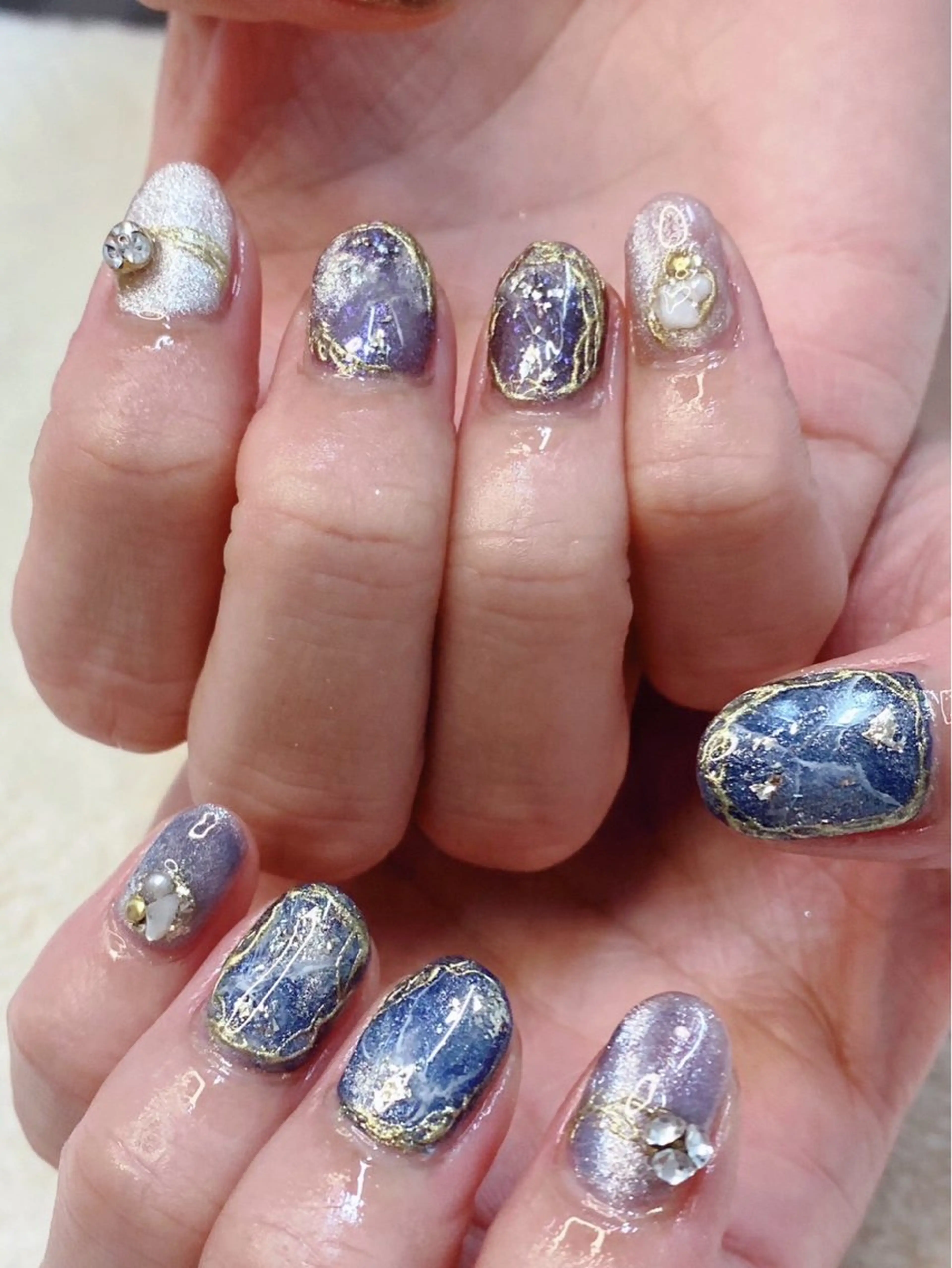 ネイル フットネイル ジェルネイル 氷ネイル・うるうるネイル 韓国ネイル 大理石ネイル(マーブル) 大門浜松町 ネイルのネイルデザイン