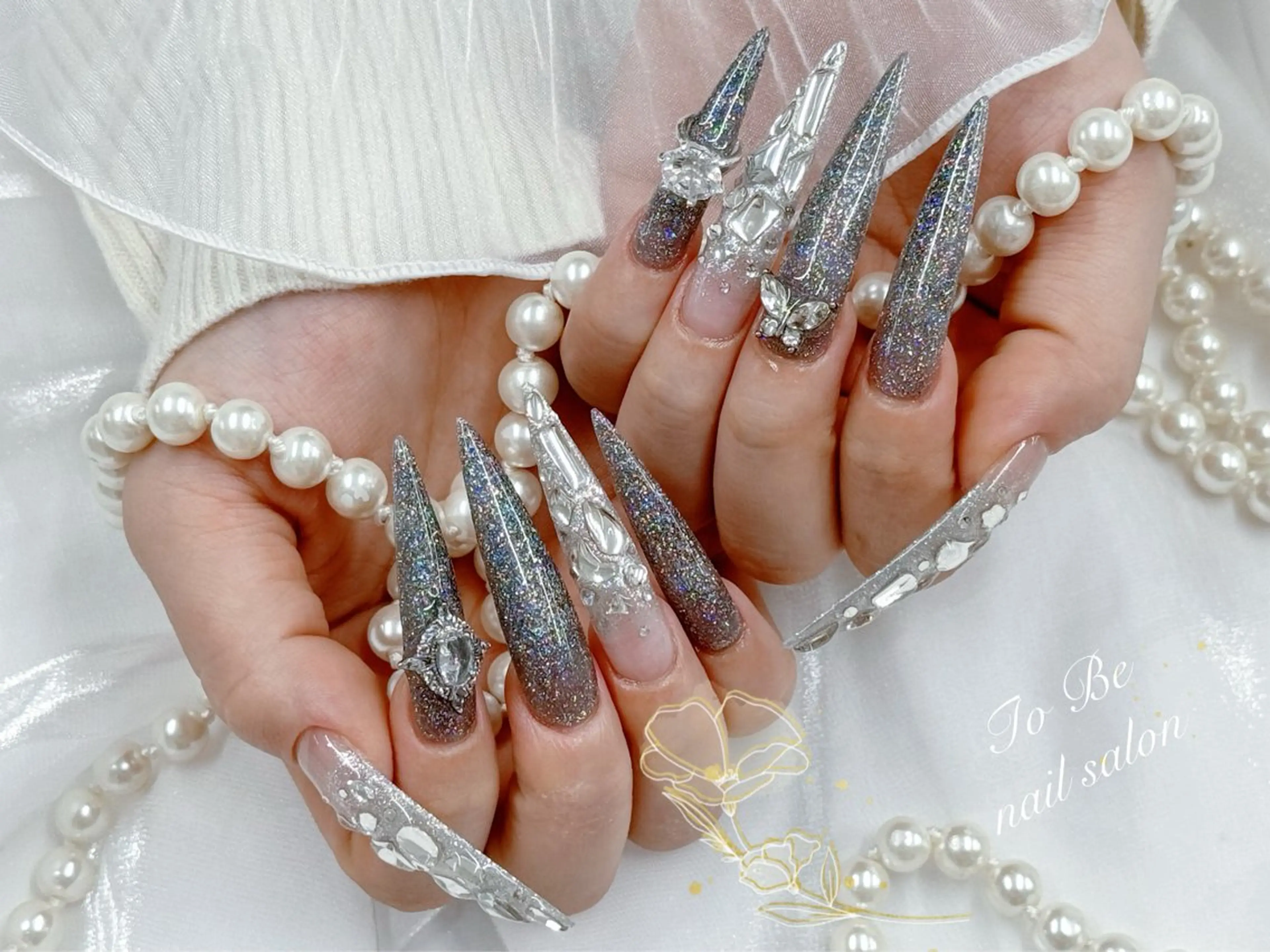 ロング ハンドネイル Nail Salon To Be珈月のネイルデザイン