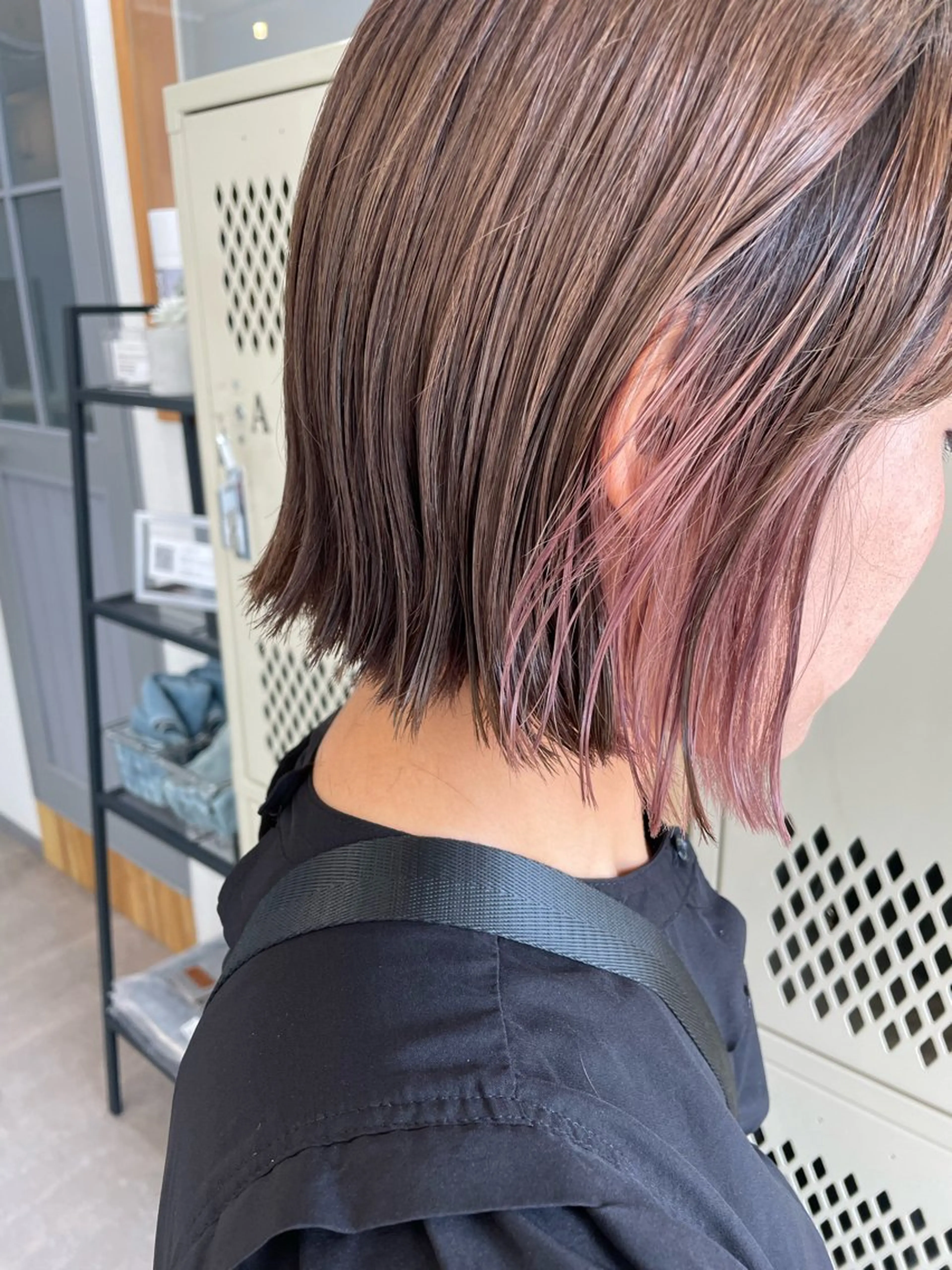 ミディアム 切りっぱなしボブ ボブ カット ヘアカラー トリートメント SUNC🍀大熊 花奈絵🍀のヘアスタイル