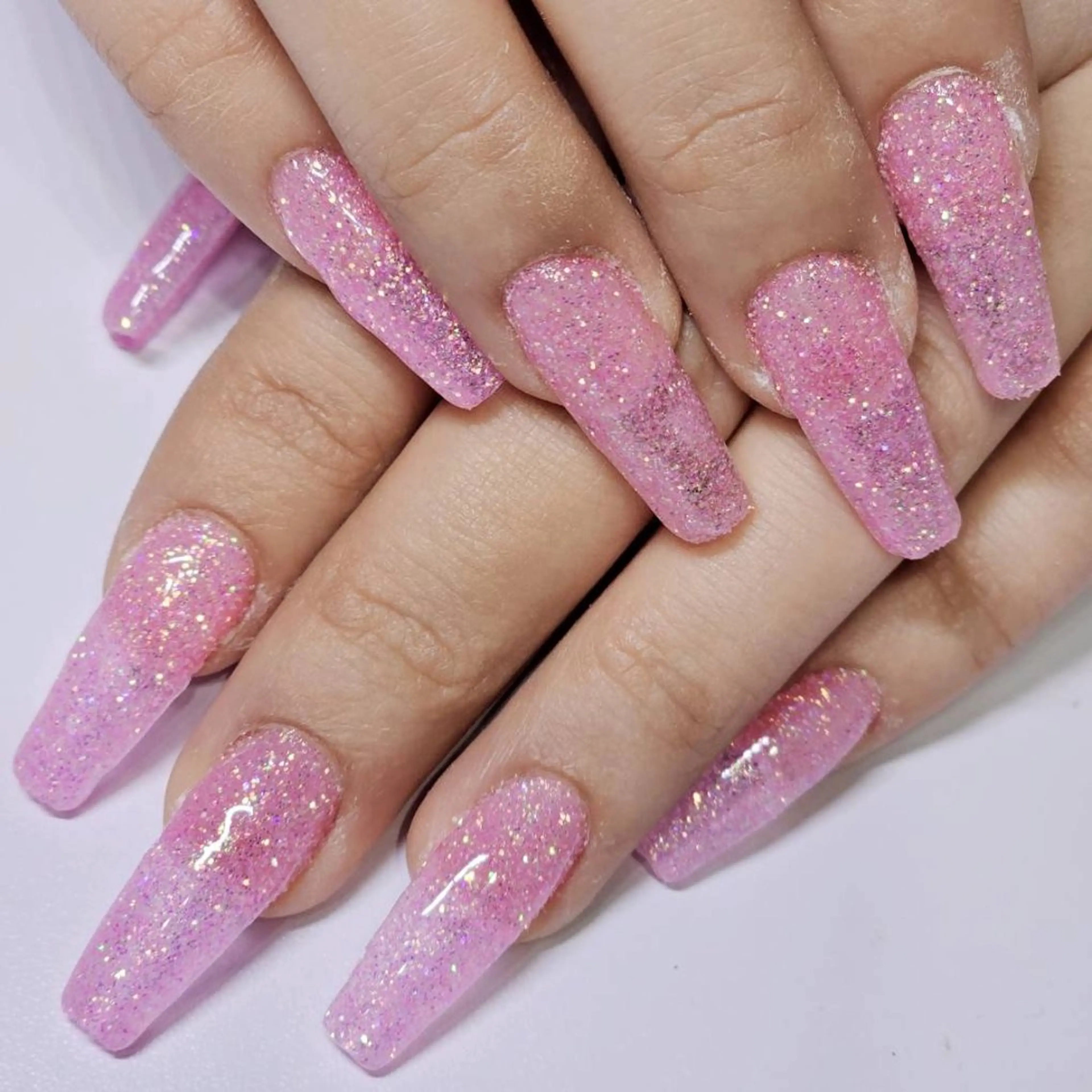 ネイル ラメ(グリッター) ワンカラーネイル ピンク ハンドネイル よしだ ひろきのネイルデザイン