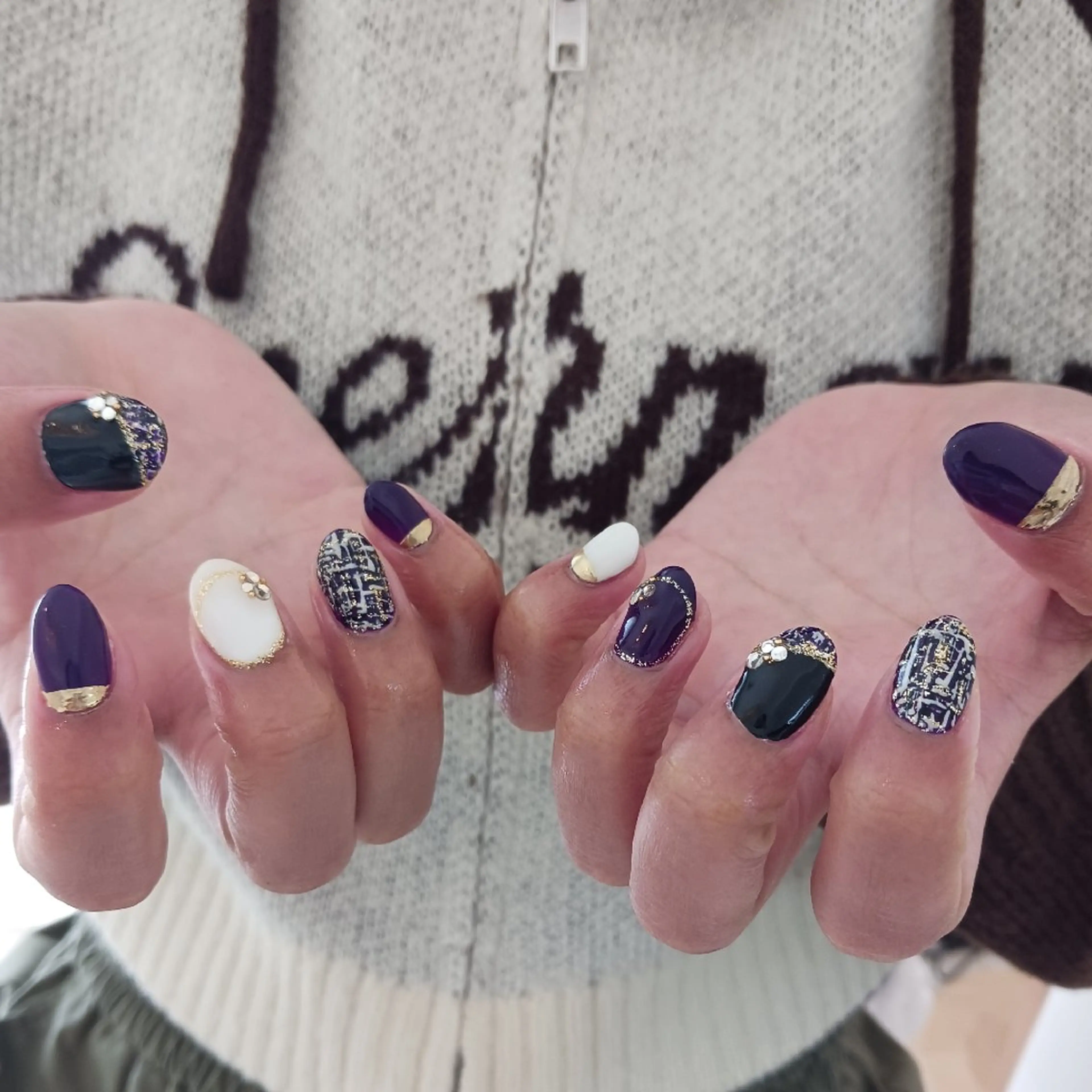 ネイル 成人式 フレンチネイル ミラーネイル 持ち込み パープル ハンドネイル owlnail /持込みデザイン専門のネイルデザイン