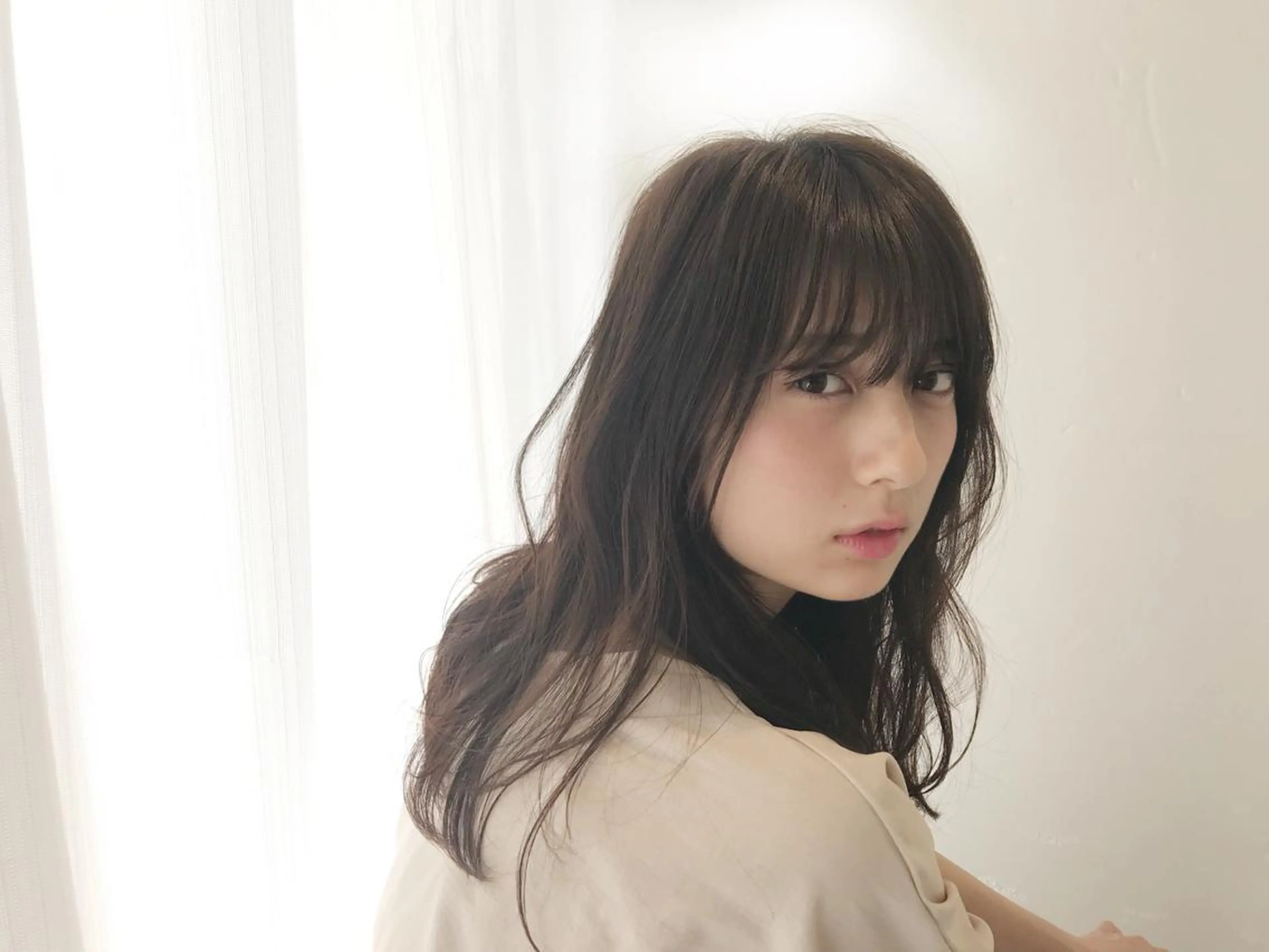 セミロング カラー グレージュ オリーブグレージュ オリーブグレー シースルーバング ボブ/大人ヘア k-two濱田のヘアスタイル