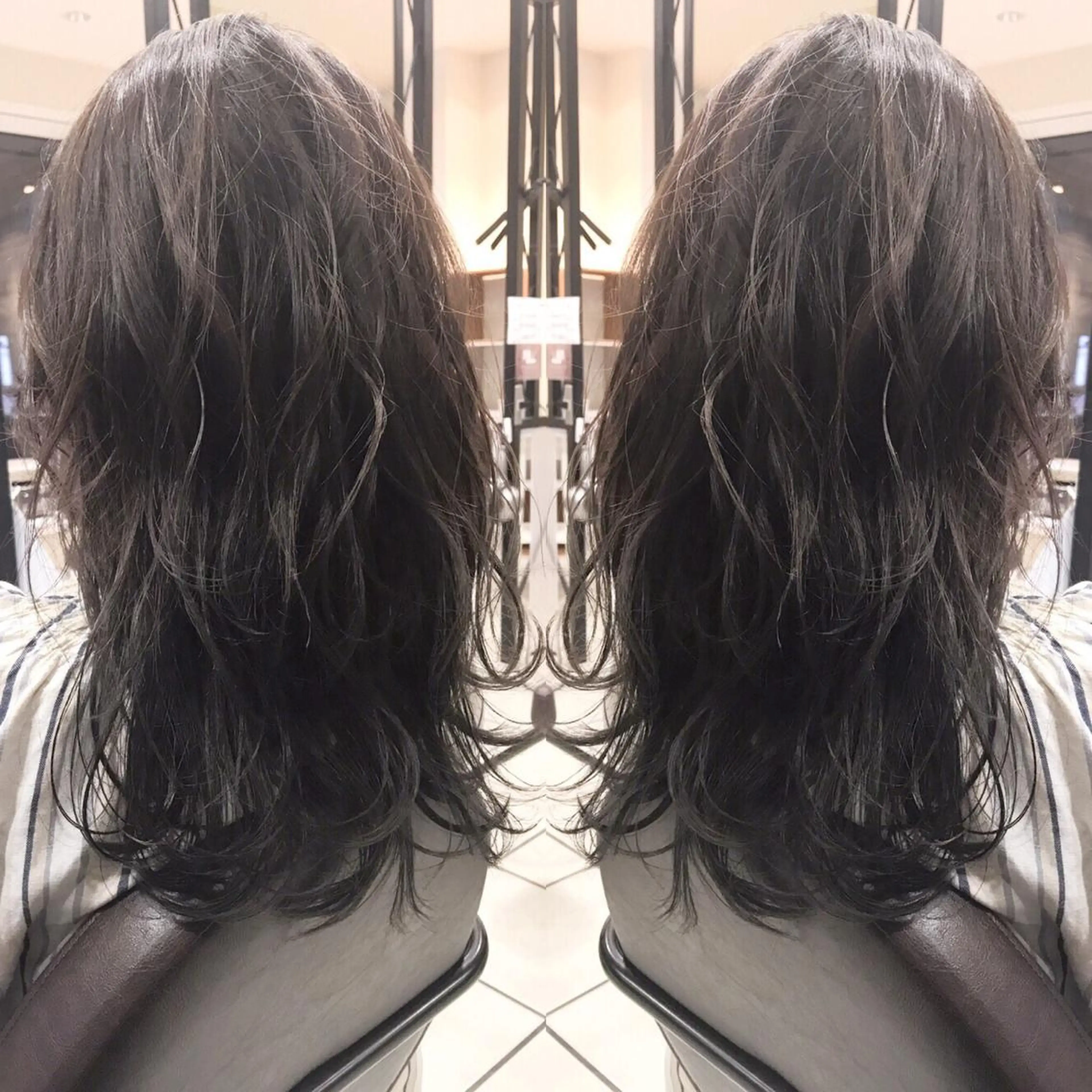 セミロング カラー シールエクステ⭐️ オオミタクヤのヘアスタイル