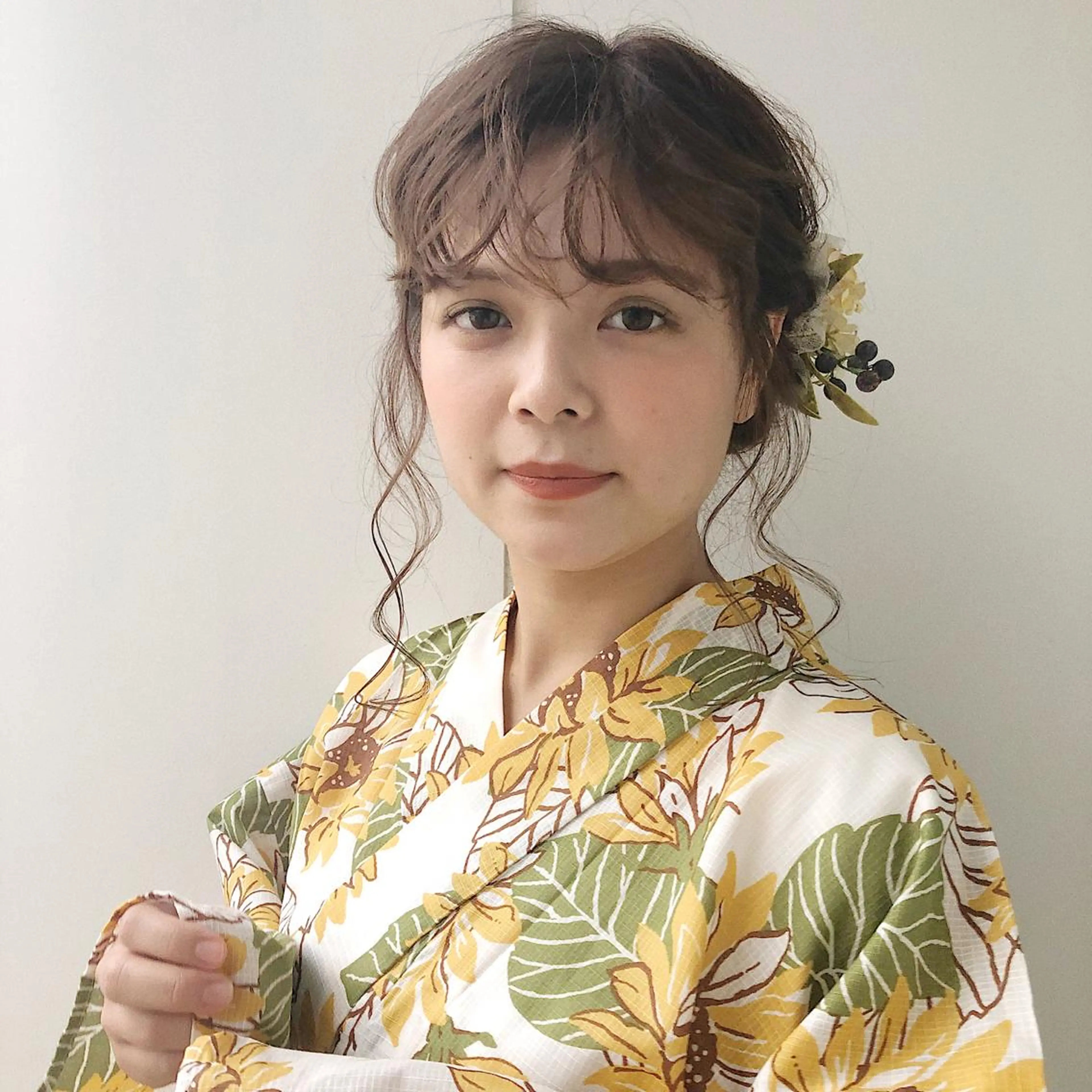 ロング カラー ヘアアレンジ 浴衣 榎園 由美のヘアスタイル