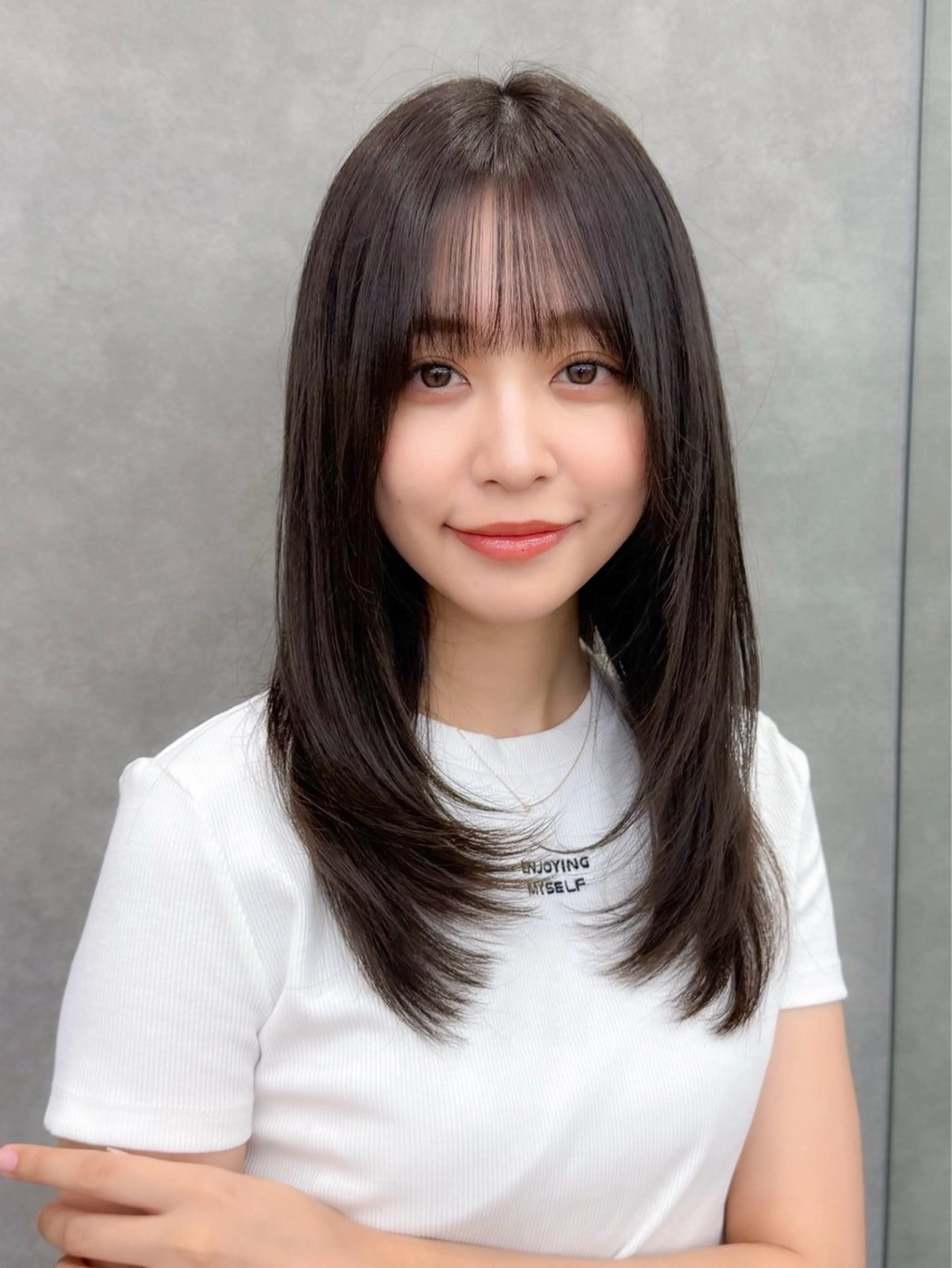 セミロング カラー ブリーチ ブリーチなしカラー 髪質改善 韓国風ヘア レイヤーカット 🇰🇷韓国レイヤー 錦糸町【北山謙三】のヘアスタイル