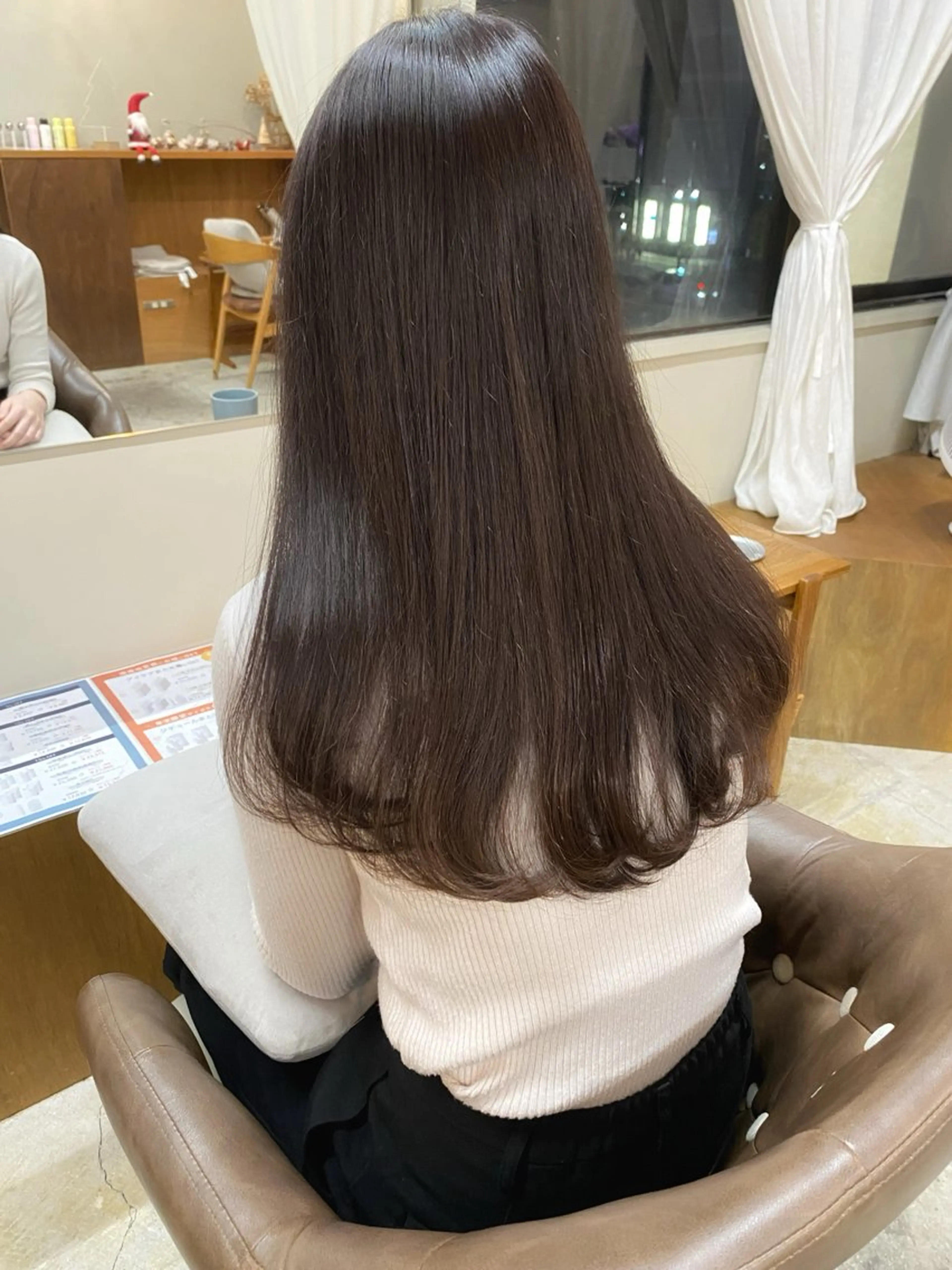 ロング バイオレットブラウン ヘアカラー トリートメント erika /韓国ヘアのヘアスタイル