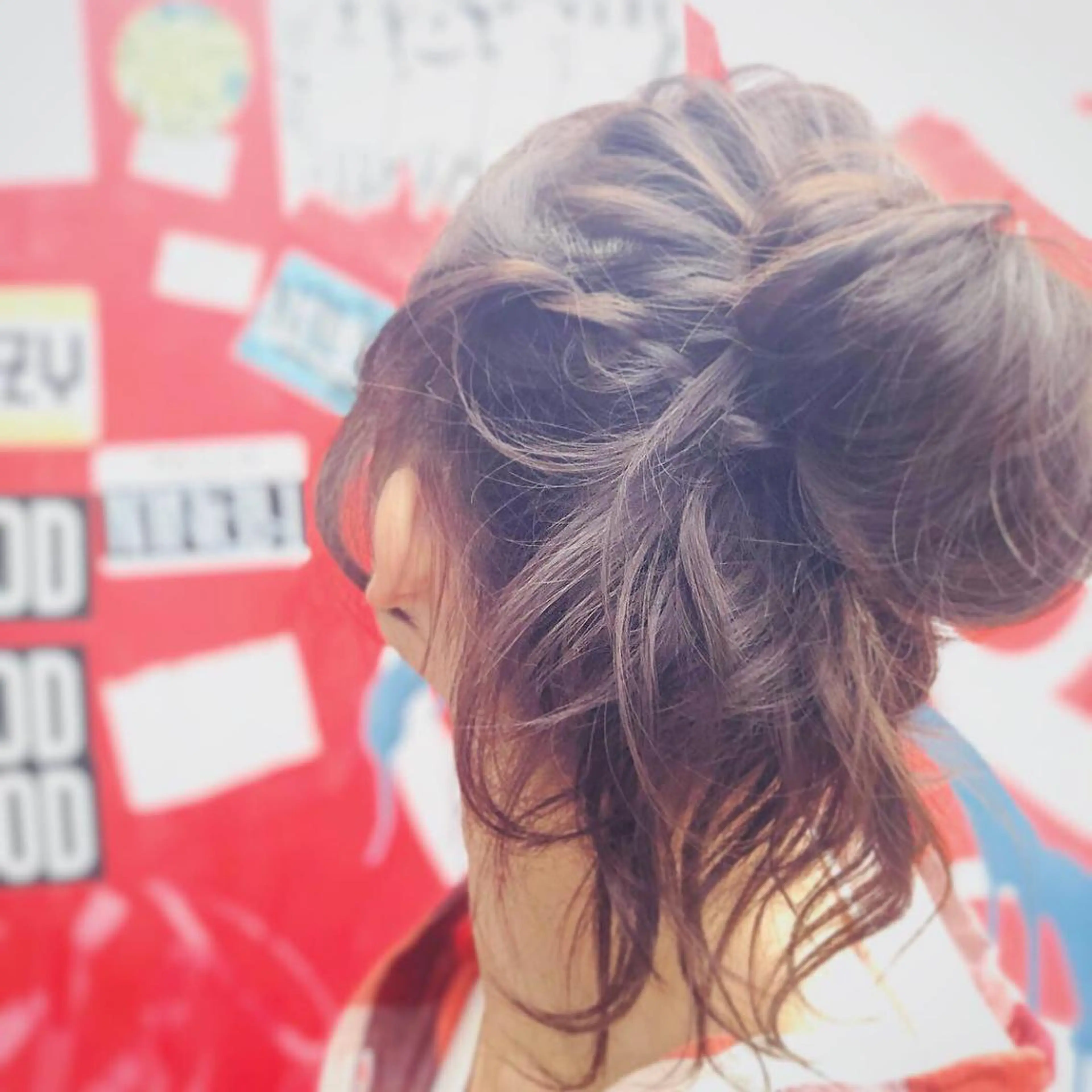 セミロング お団子ヘア 鈴木 香澄のヘアスタイル