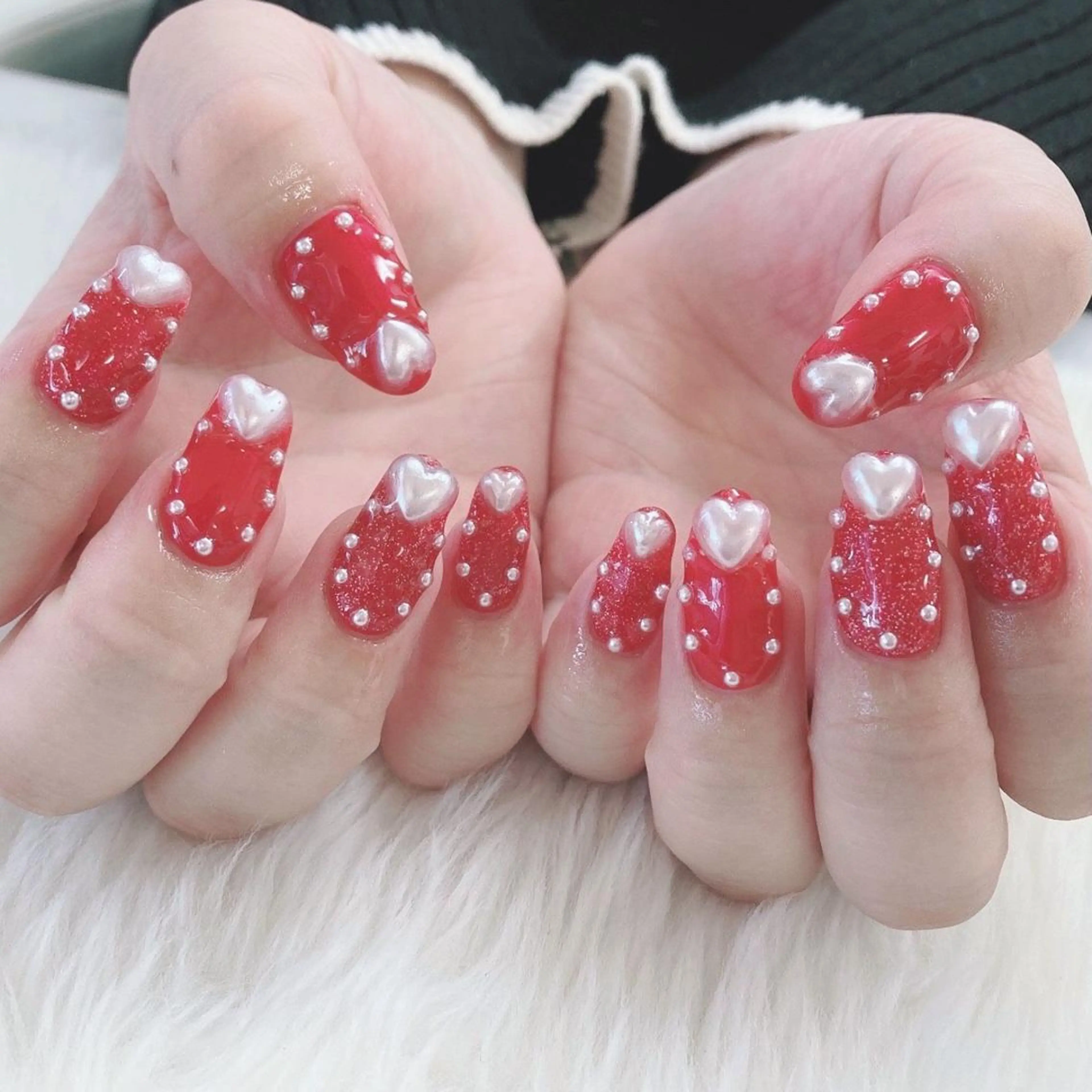 ネイル ジェルネイル ハート ラメ(グリッター) ハンドネイル Nail lieNのネイルデザイン