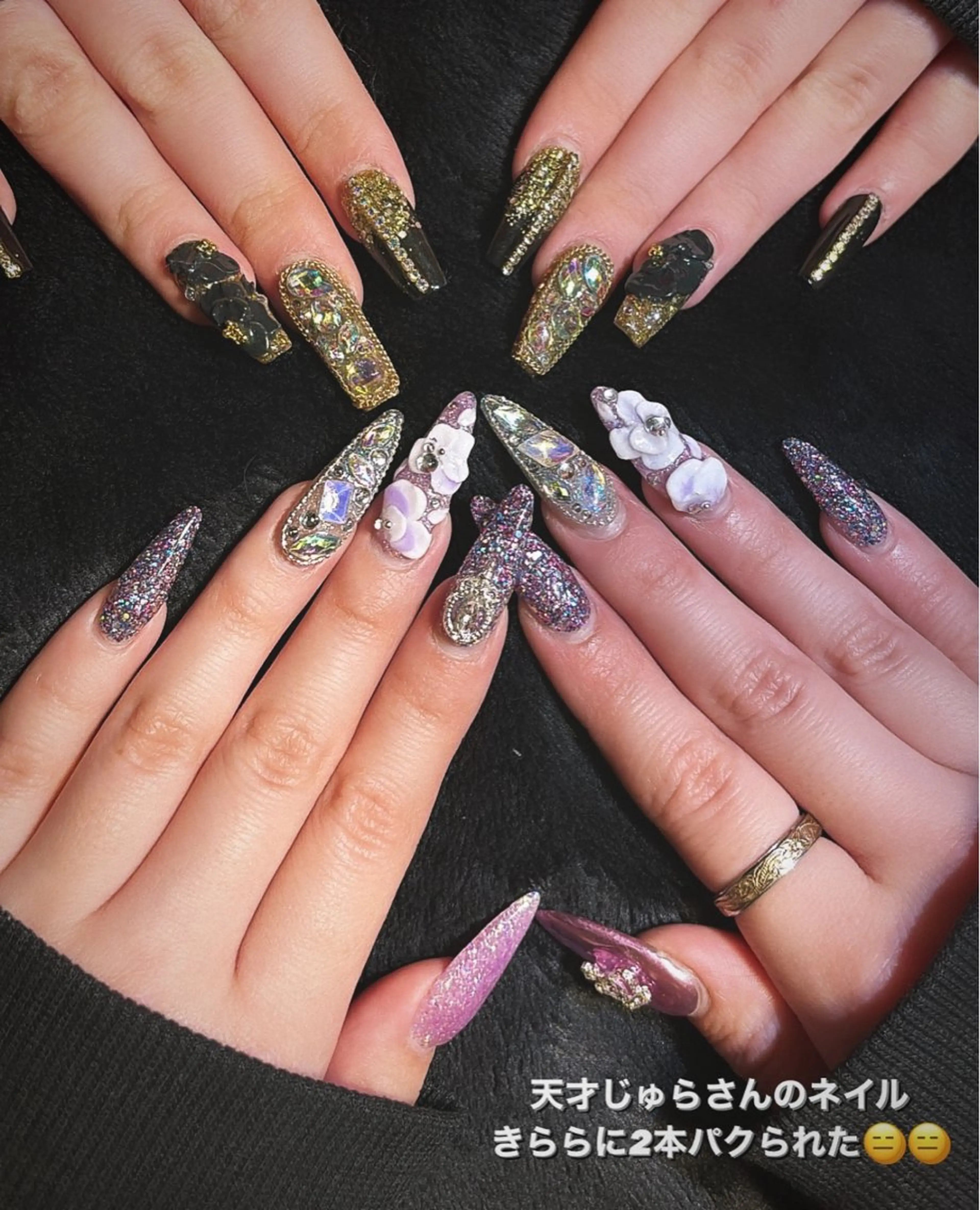 ネイル アートネイル 成人式 スカルプネイル スクエアネイル ハンドネイル シェヌネイル JURAのネイルデザイン