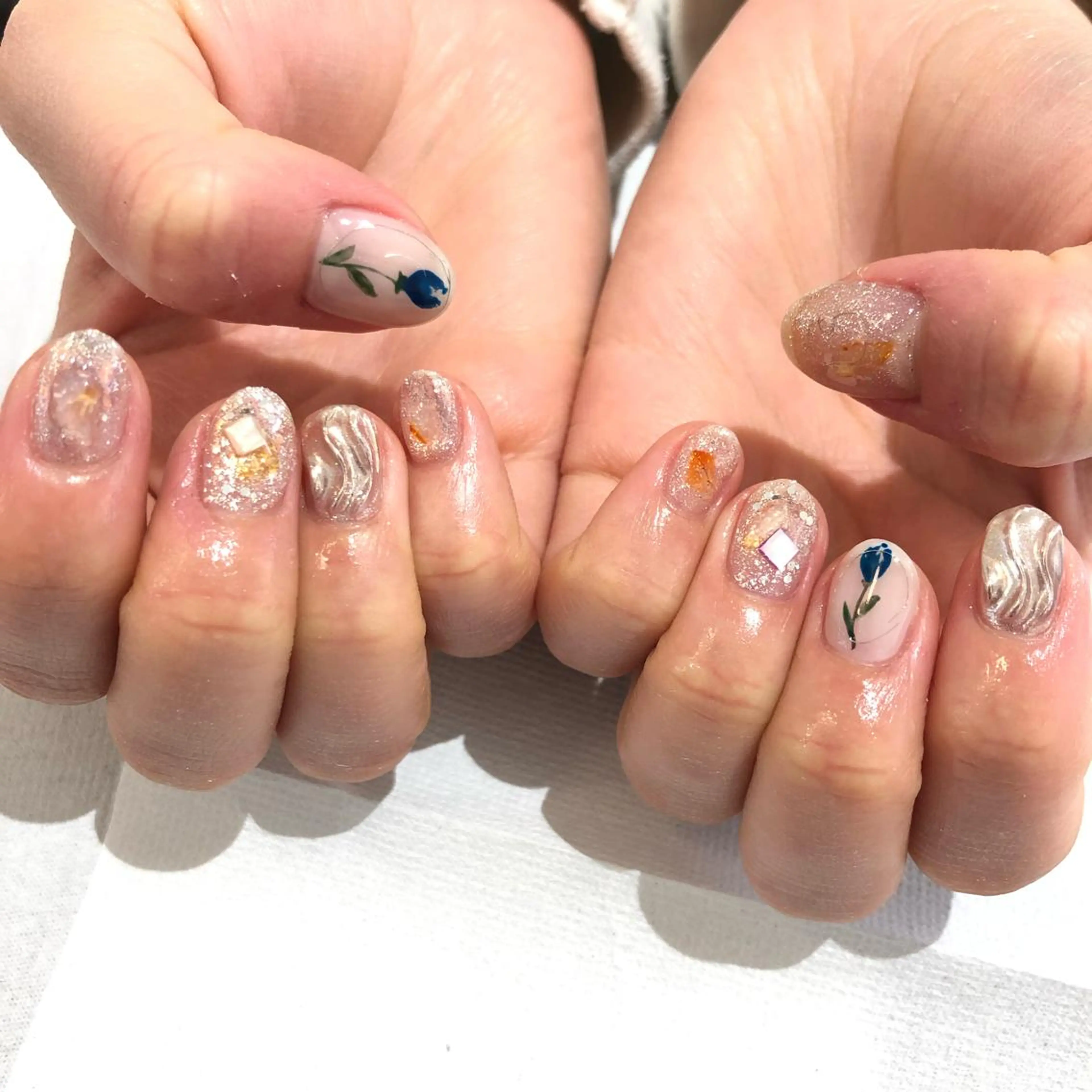 ネイル ブルー ハンドネイル EARTH nanaのネイルデザイン