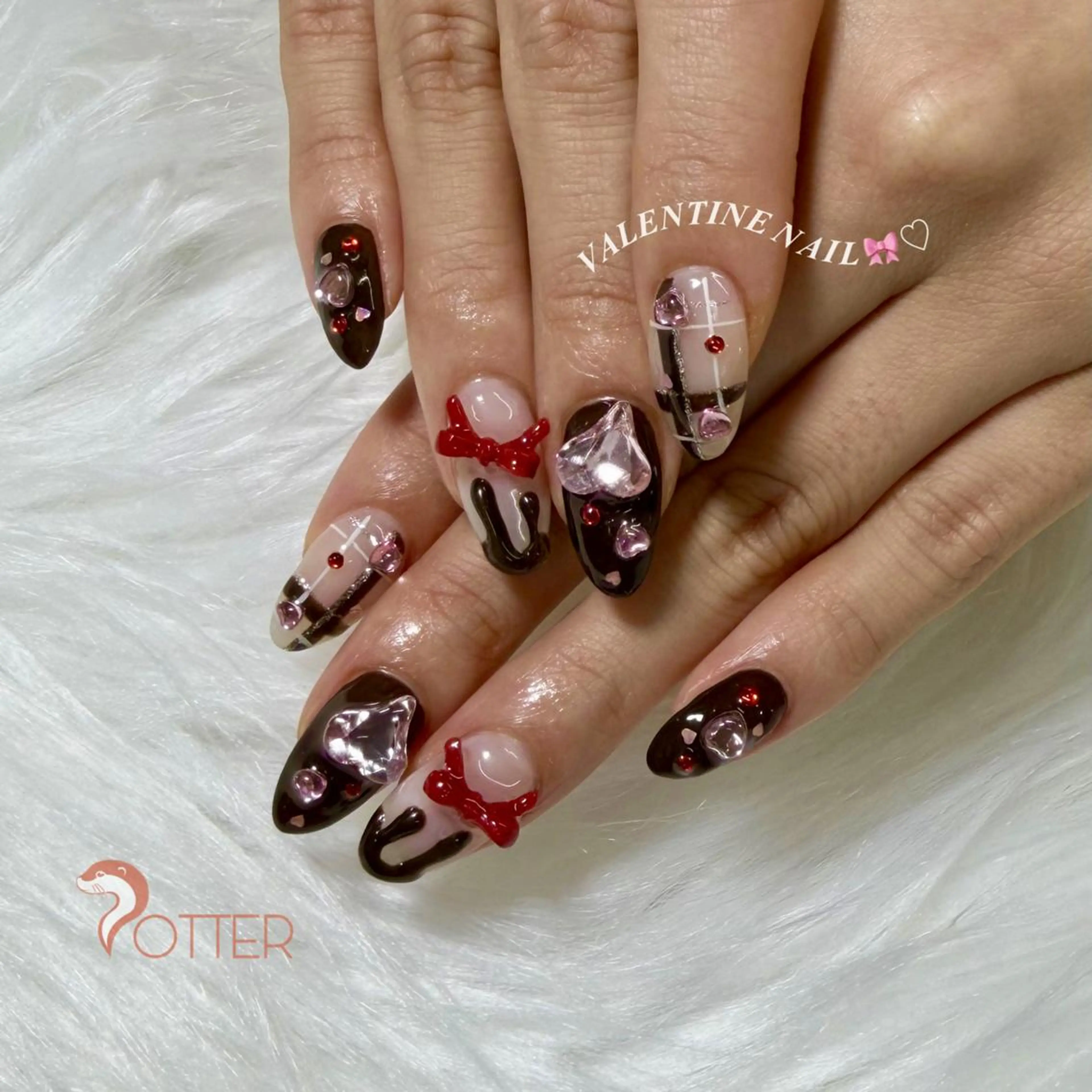 ネイル バレンタイン ハンドネイル OTTER NAILのネイルデザイン