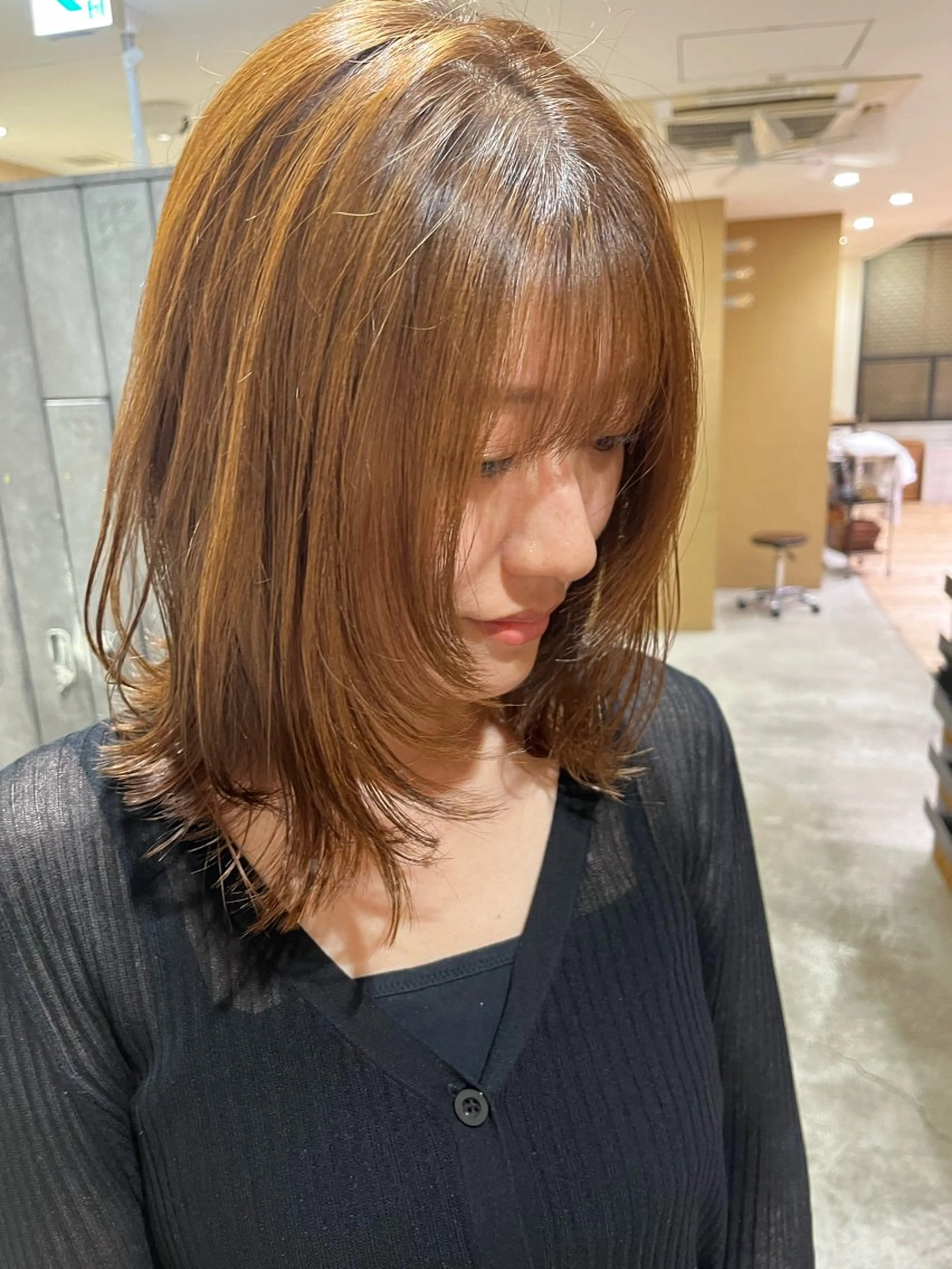 セミロング 顔まわりレイヤー 顔周りカット レイヤーカット 梅田美容室/カット /Maoのヘアスタイル