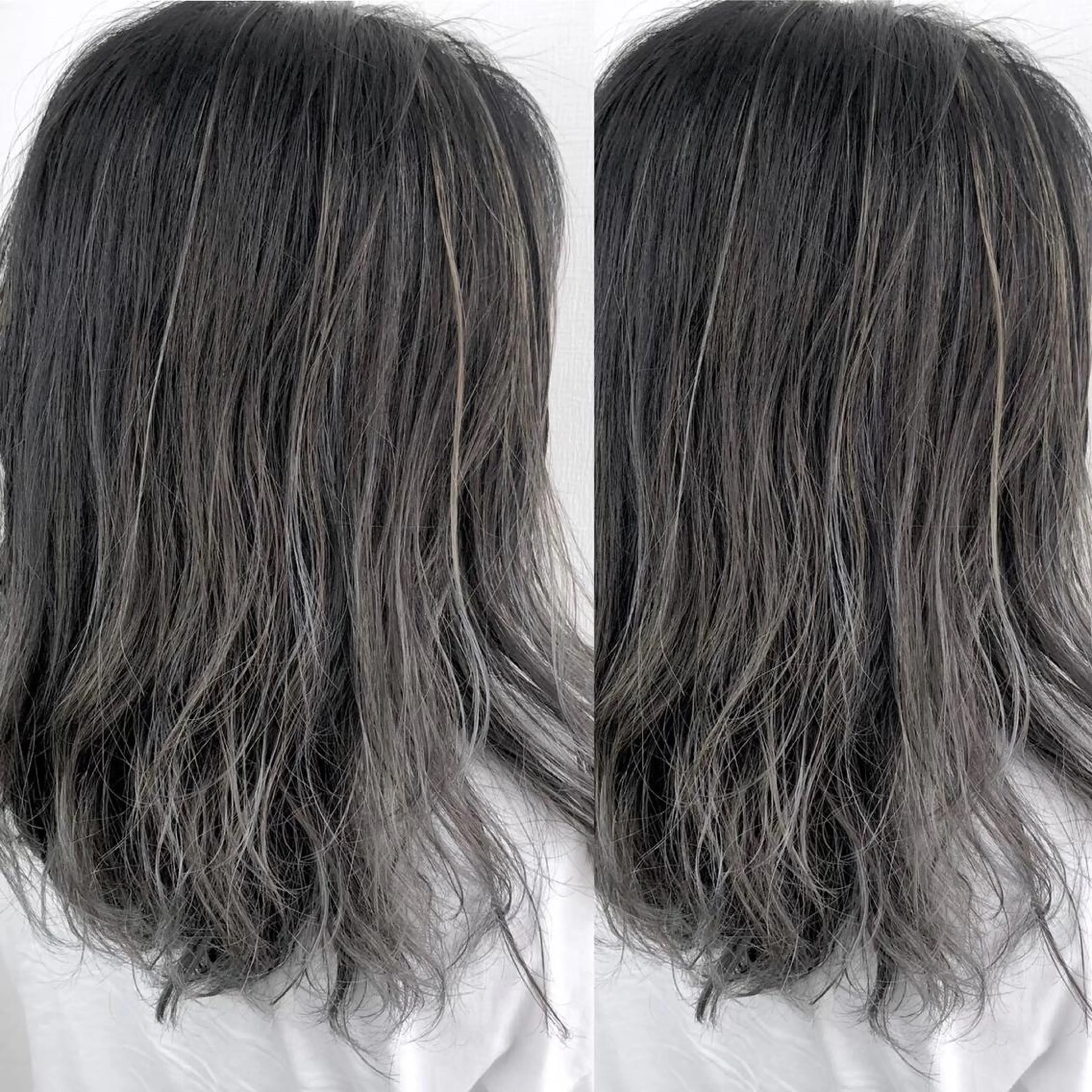 ミディアム カラー JuNブリーチに 縮毛矯正するプロのヘアスタイル