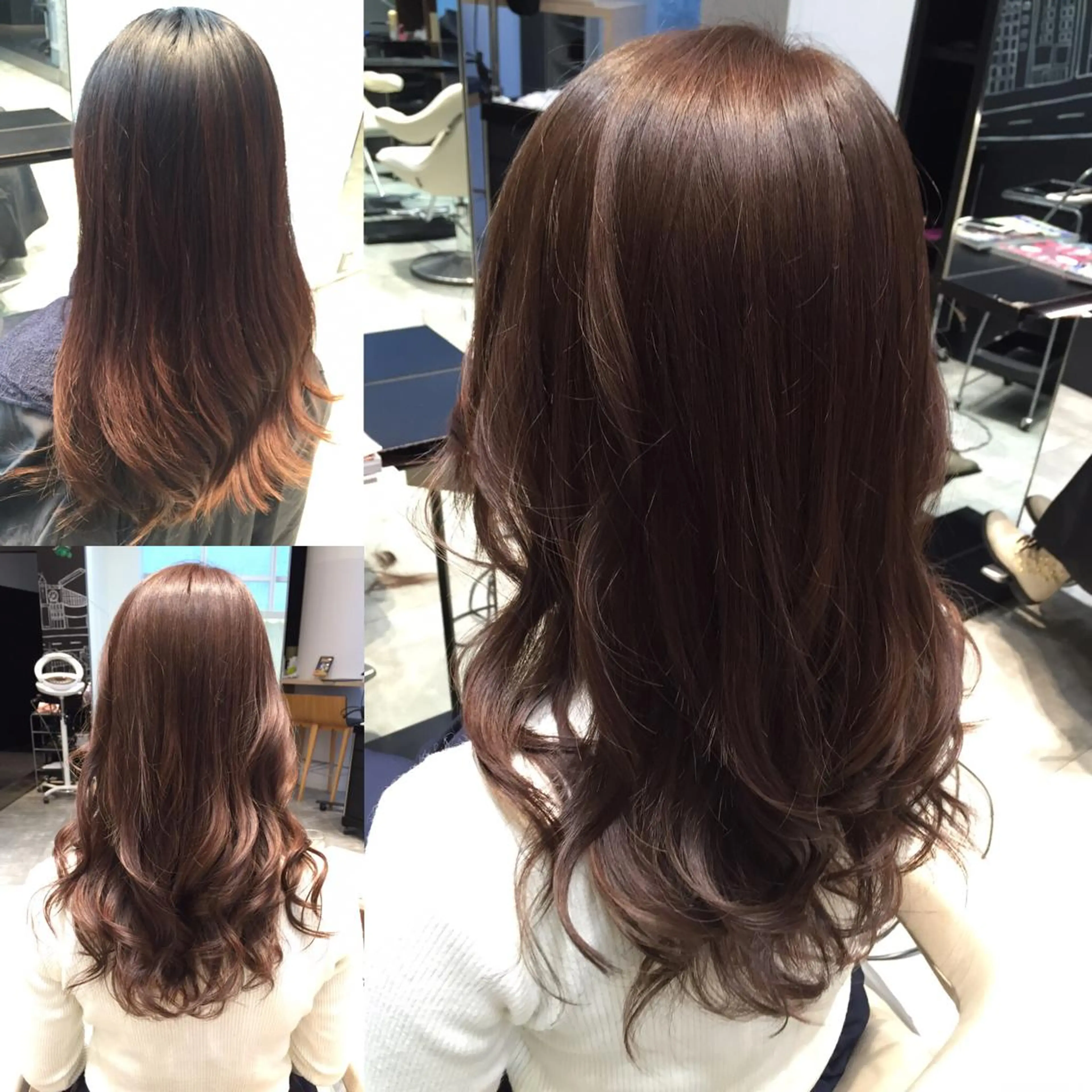 ミディアム セミロング ロング カラー イルミナカラー Re:ta KANZOのヘアスタイル