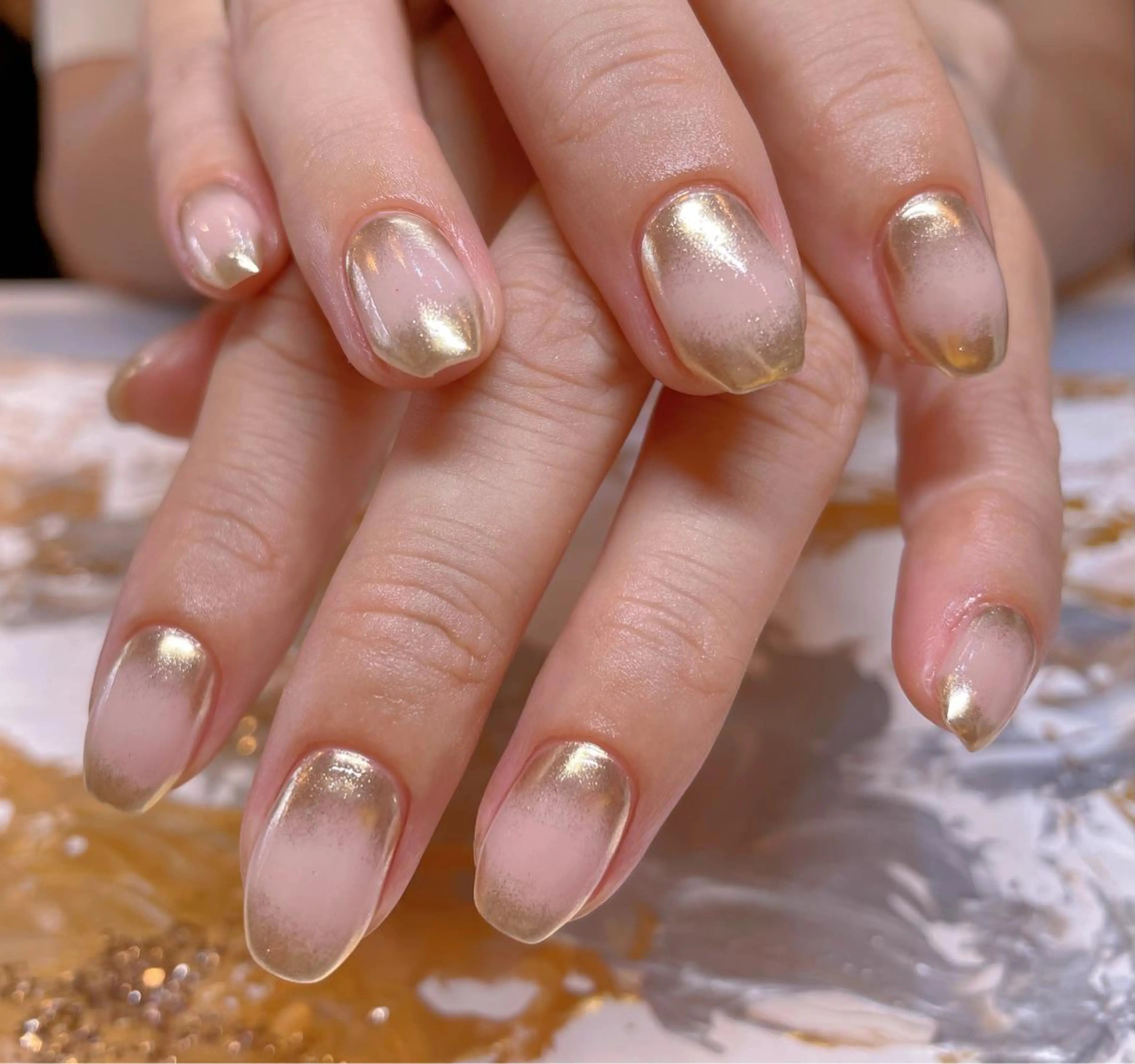 ネイル グラデーション ミラーネイル ニュアンスネイル ハンドネイル ネイリスト ❄️ユキ❄️のネイルデザイン