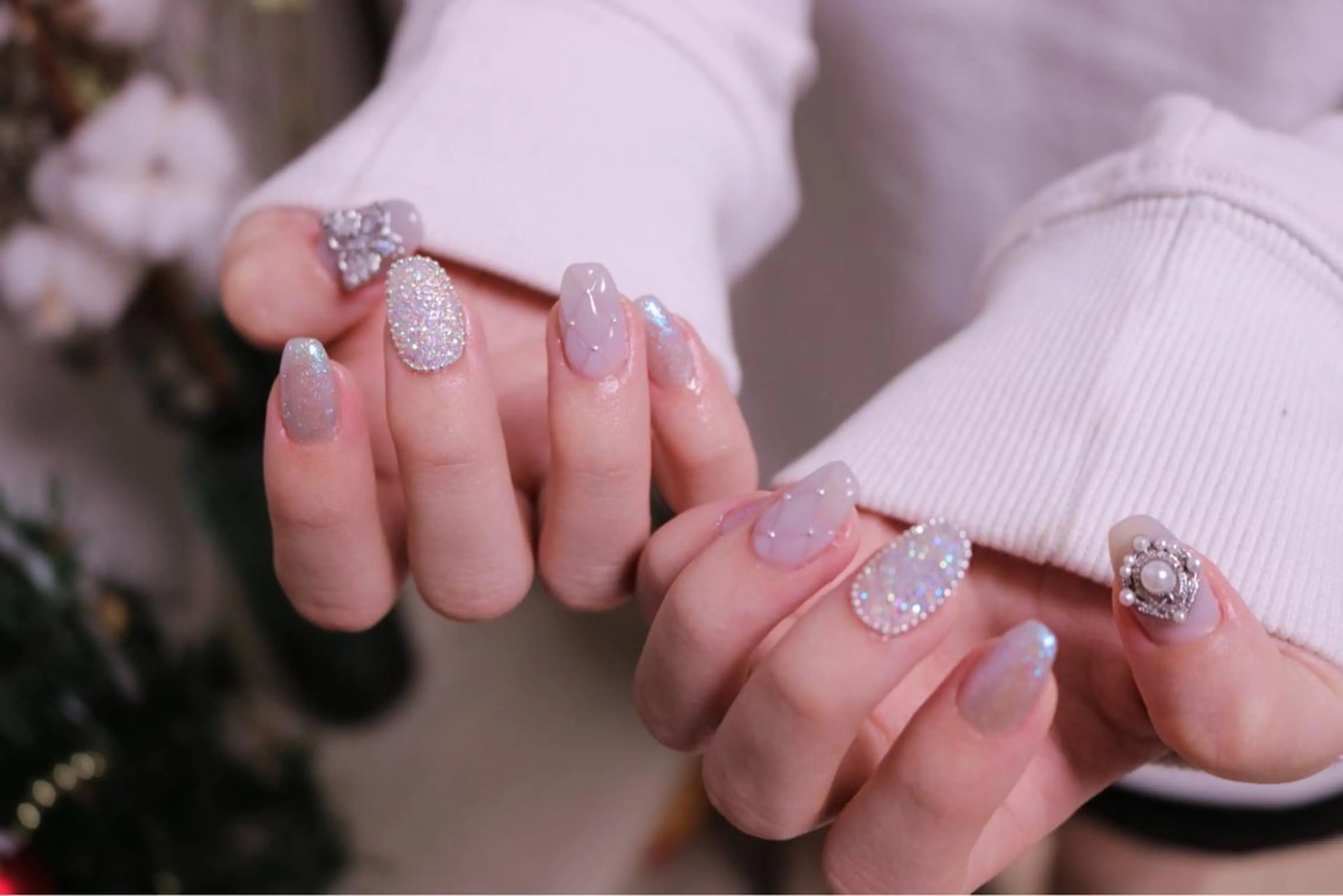 ネイル オーロラネイル 長さ出し ジェルネイル 韓国ネイル 持ち込み ハンドネイル MH Nailのネイルデザイン