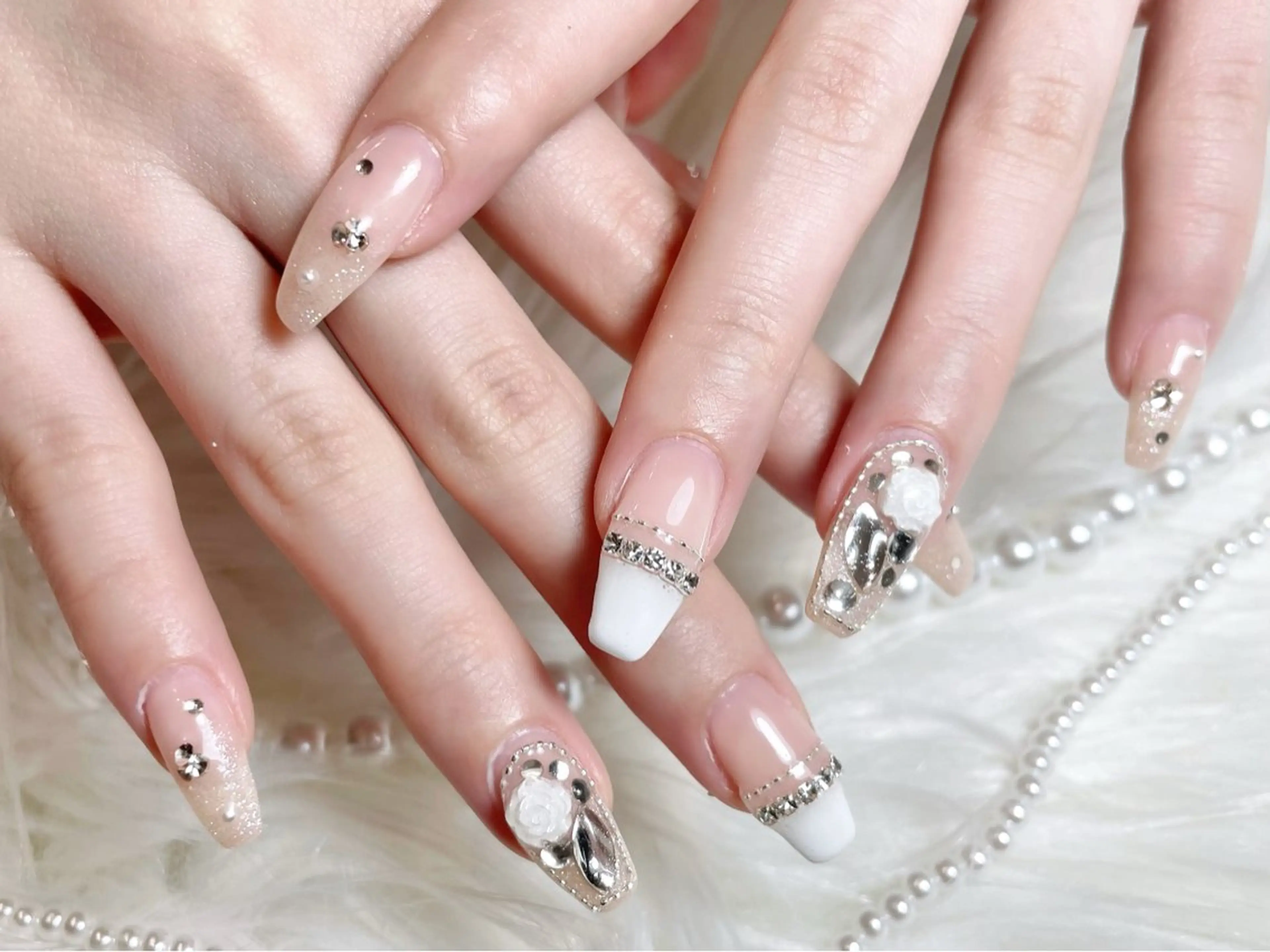 ネイル フレンチネイル ジェルネイル パラジェル ワンホンネイル ハンドネイル ゆりか ジョアアンジェ福島のネイルデザイン