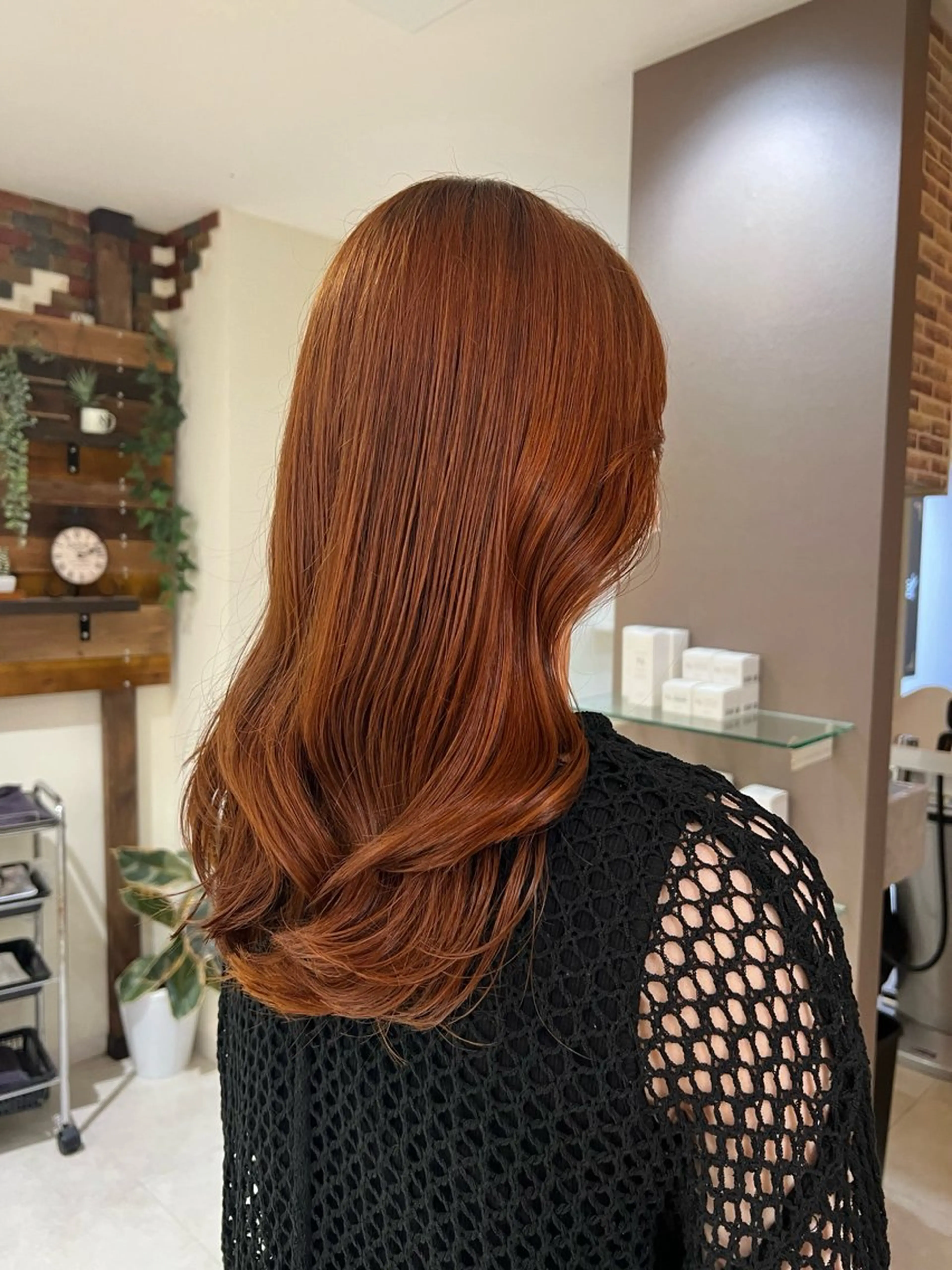 セミロング カラー オレンジ ヘアカラー トリートメント Eir 神戸所属・髪質改善/縮毛矯正 長井 美佐子のヘアスタイル