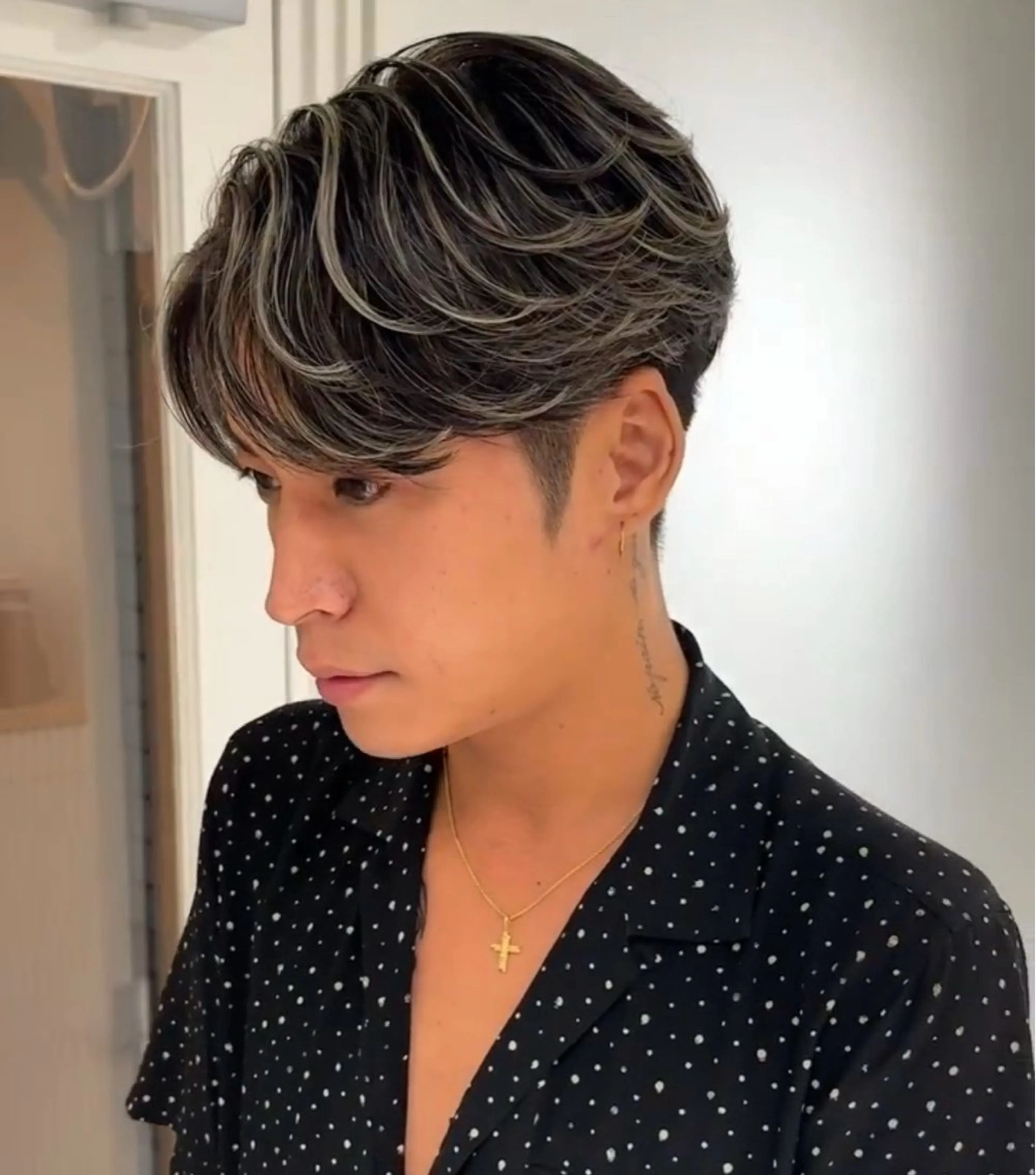 メンズ センターパート メンズハイライト メンズメッシュ カット ヘアカラー 白髪ぼかし/白髪 メッシュ/ゆうとのヘアスタイル