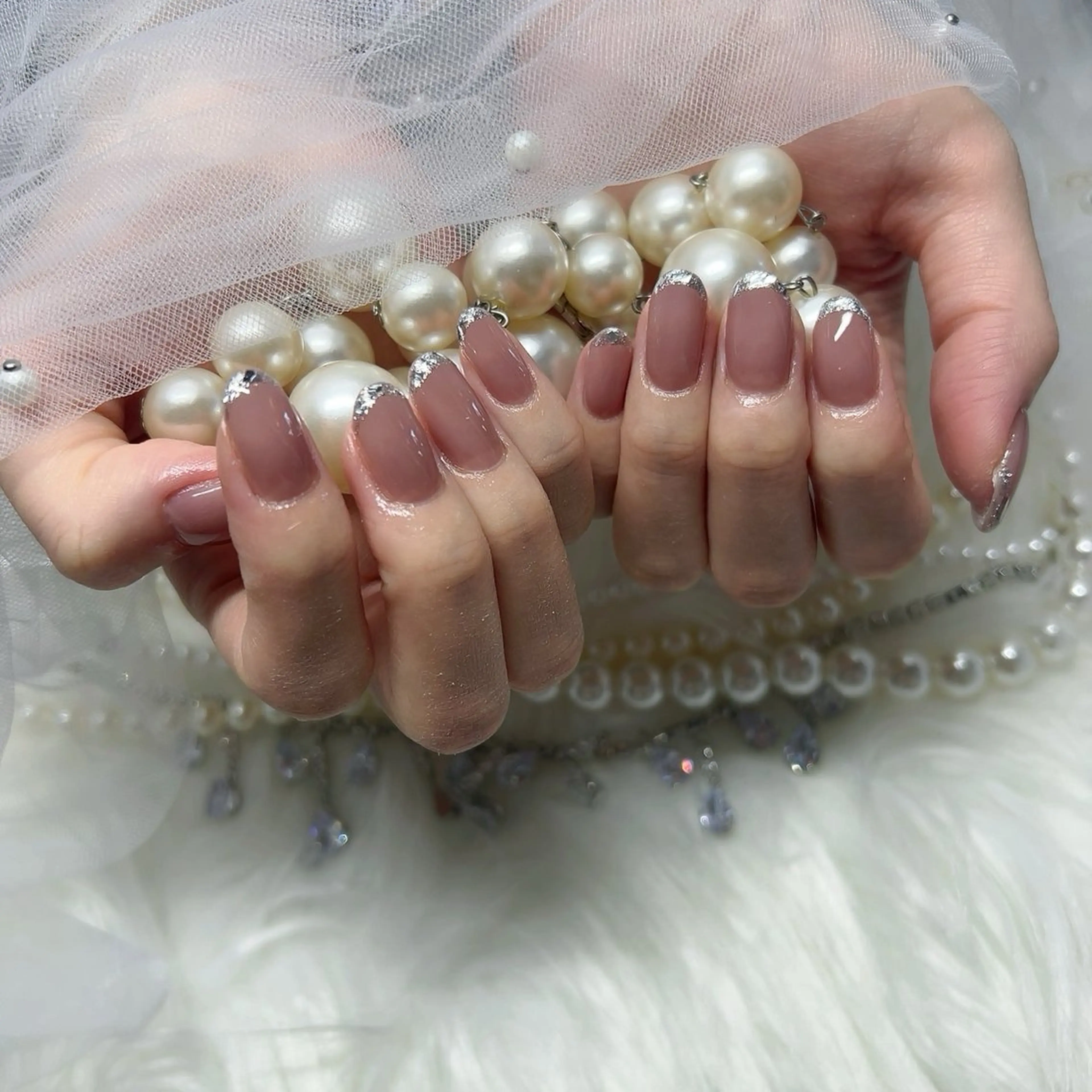 ネイル フレンチネイル キラキラネイル my nail plus野江内代のネイルデザイン