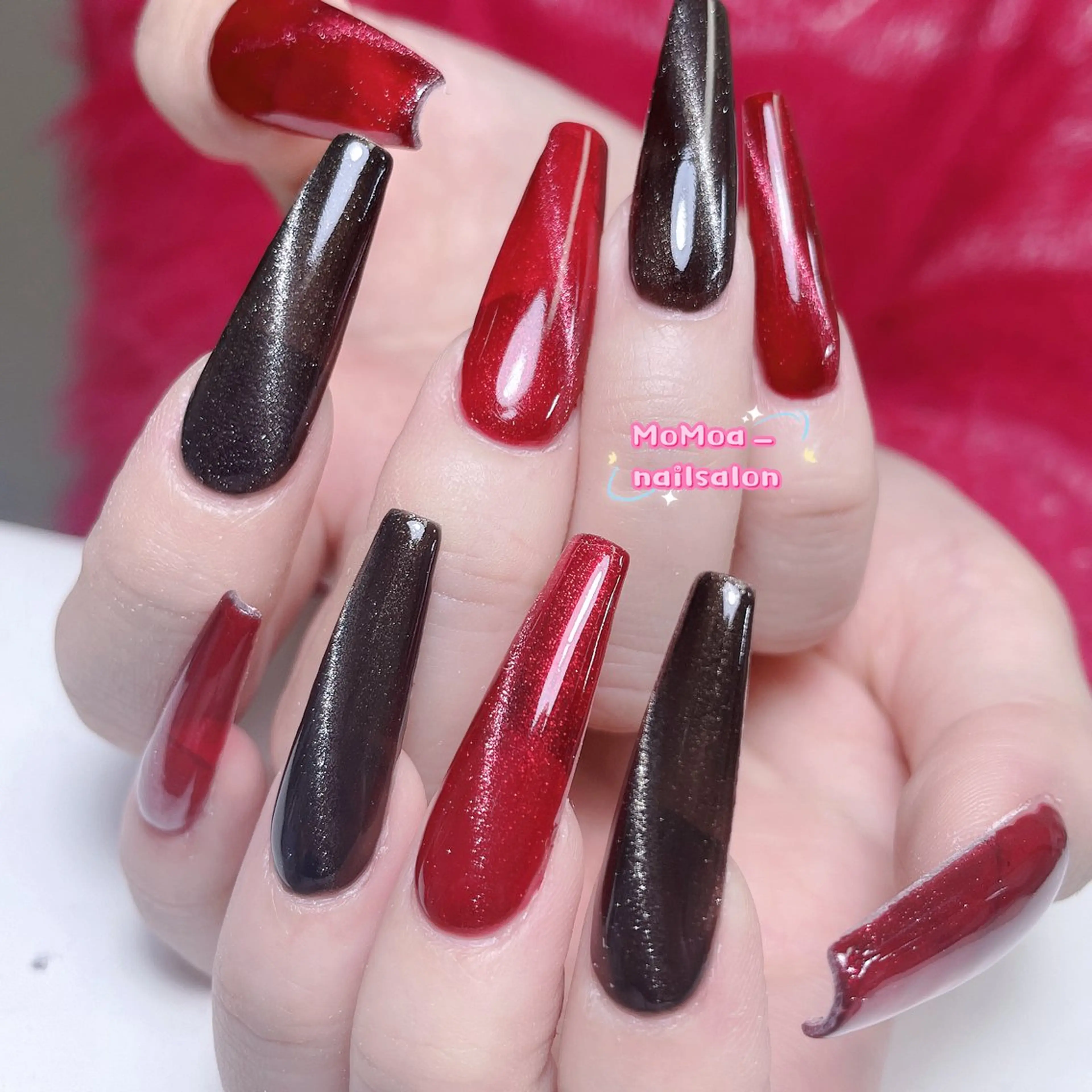 ネイル 成人式 ジェルネイル ネイルチップ 冬ネイル クリスマス ハンドネイル MoMoA Nail ネイル長さ出し専門店のネイルデザイン