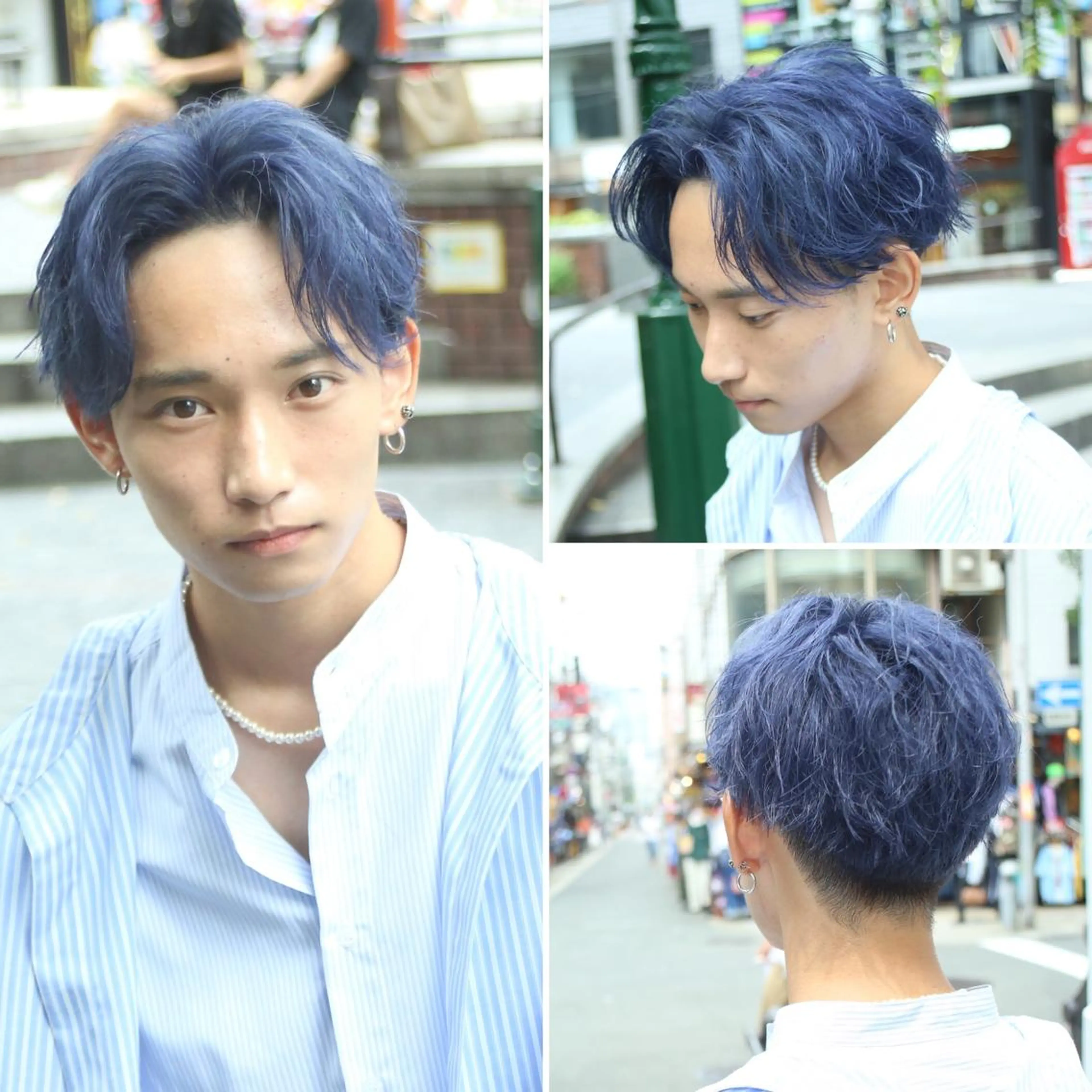 ショート カラー パーマ ヘアアレンジ メンズ アイブロウ アップバング メンズブリーチ センターパート ダウンパーマ フェードカット ヘアカラー トリートメント ヘアセット 【メンズヘアの匠】 タニ　心斎橋　アメ村のヘアスタイル