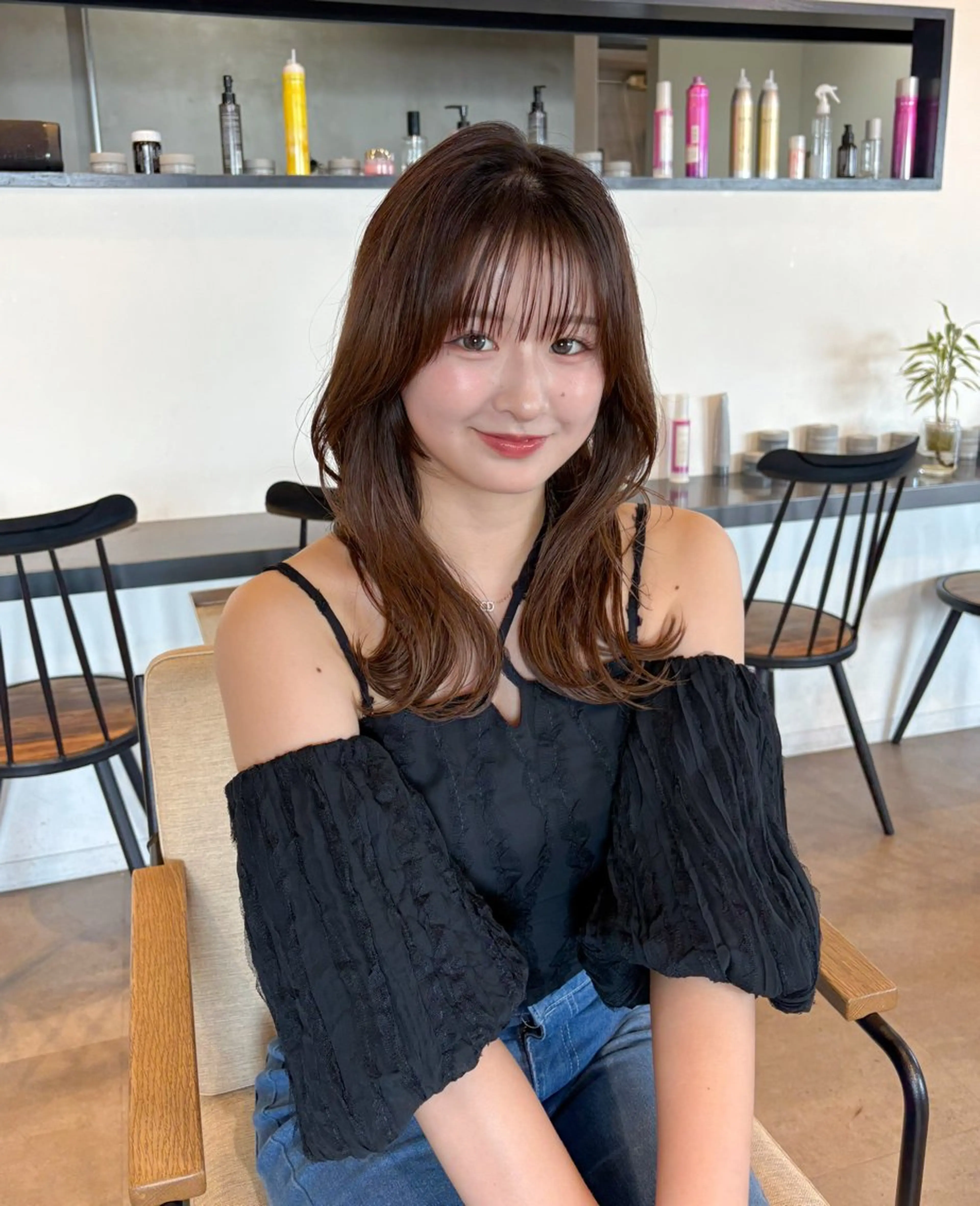 ミディアム カラー ♠️暗髪レイヤー♠️ 中山唯斗のヘアスタイル