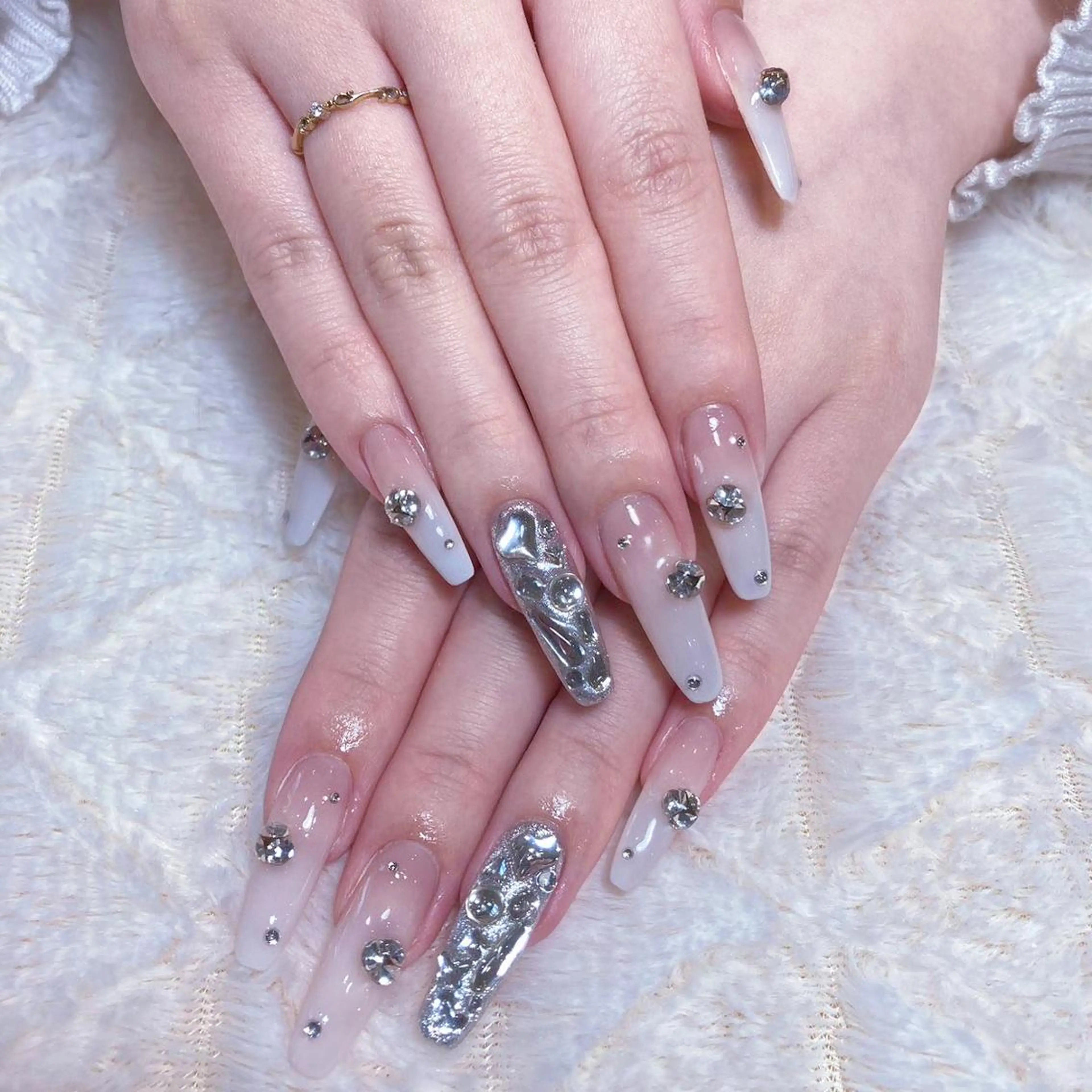 ネイル アートネイル オーロラネイル フラッシュネイル ガーリー キラキラネイル ハンドネイル Diamond NAIL💝のネイルデザイン