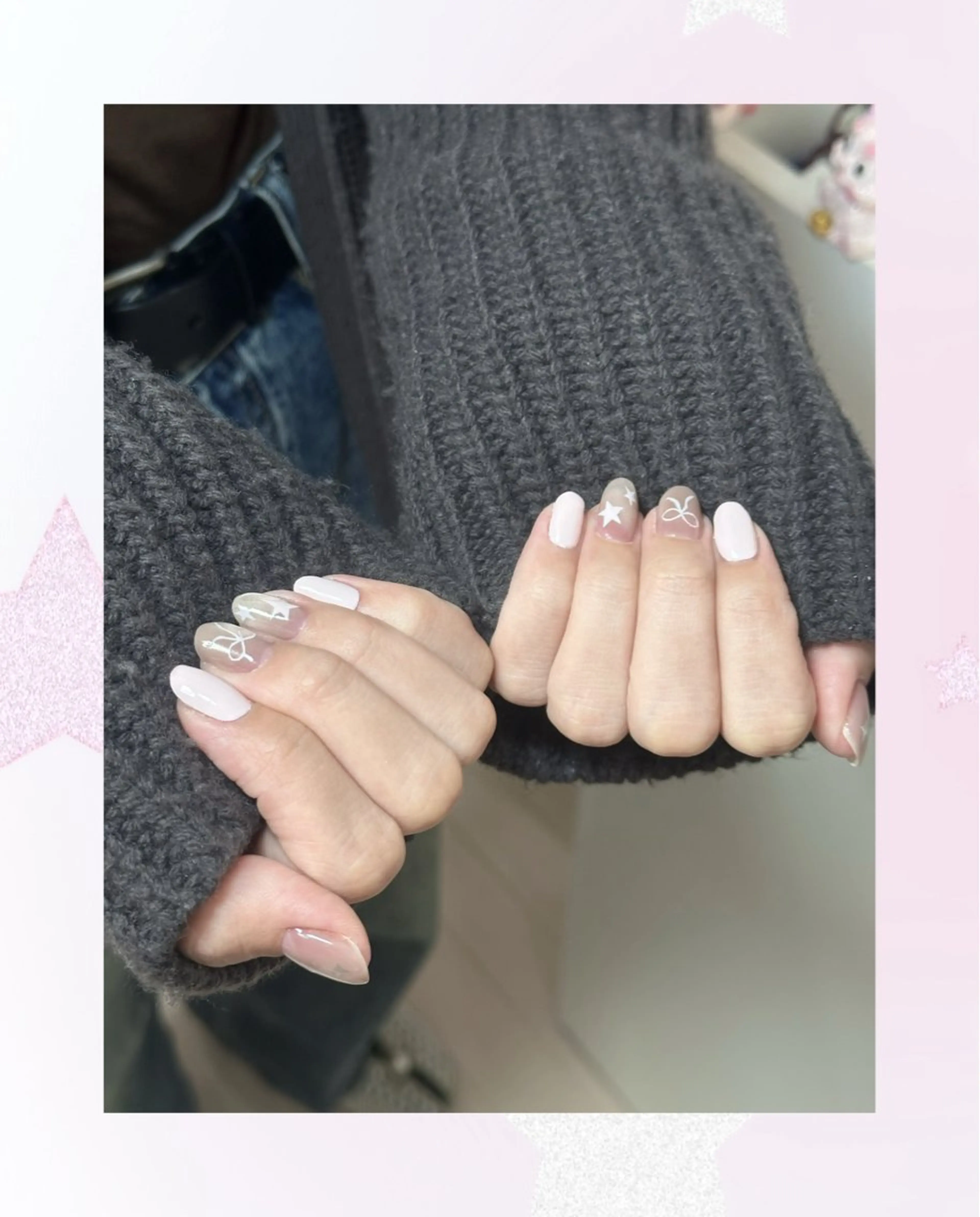 ネイル アートネイル オーロラネイル チークネイル フレンチネイル ガラスフレンチ 🎀 あやのネイルデザイン