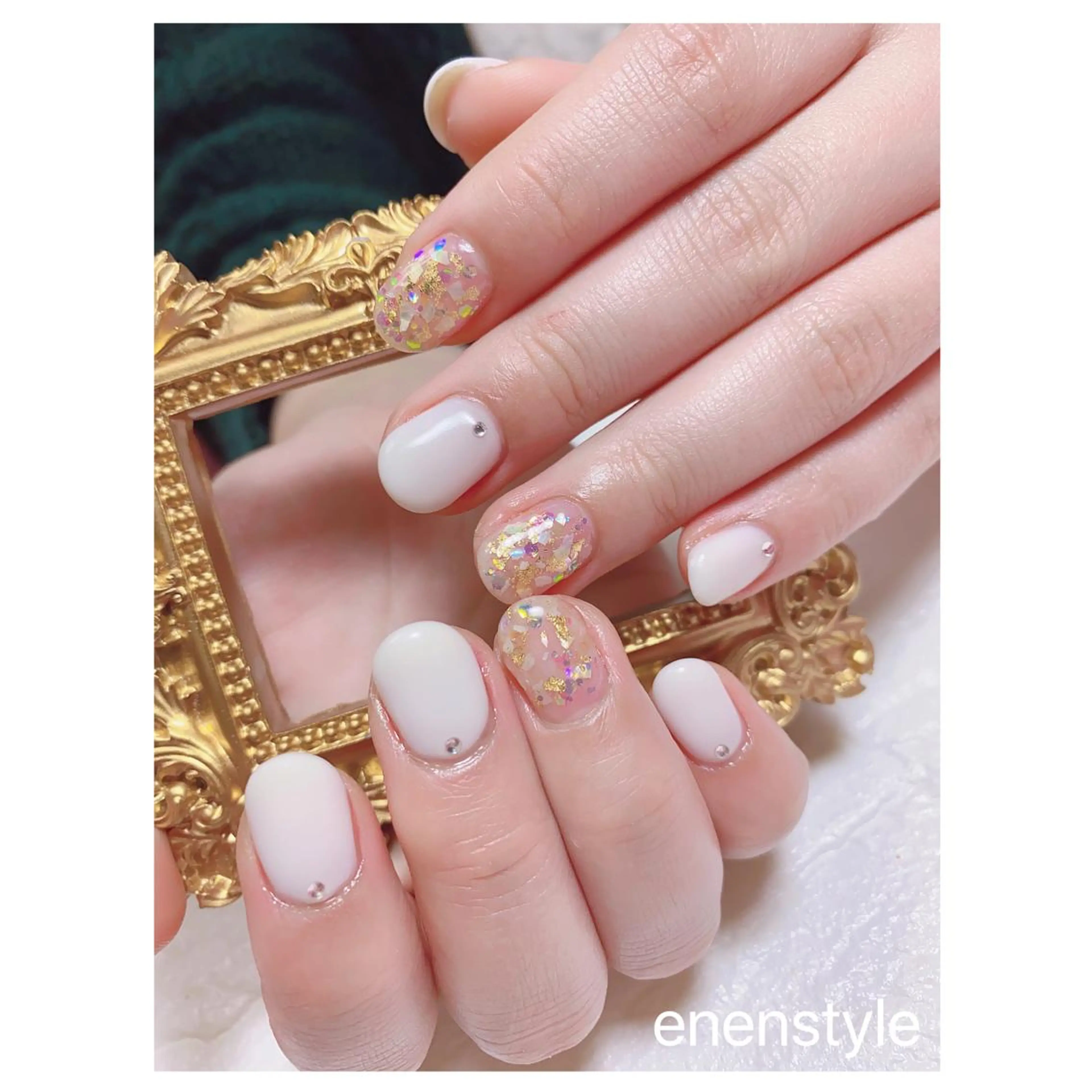 ショート ネイル ジェルネイル キラキラネイル ニュアンスネイル オフィスネイル ワンカラーネイル ハンドネイル 👑enen style👑のネイルデザイン