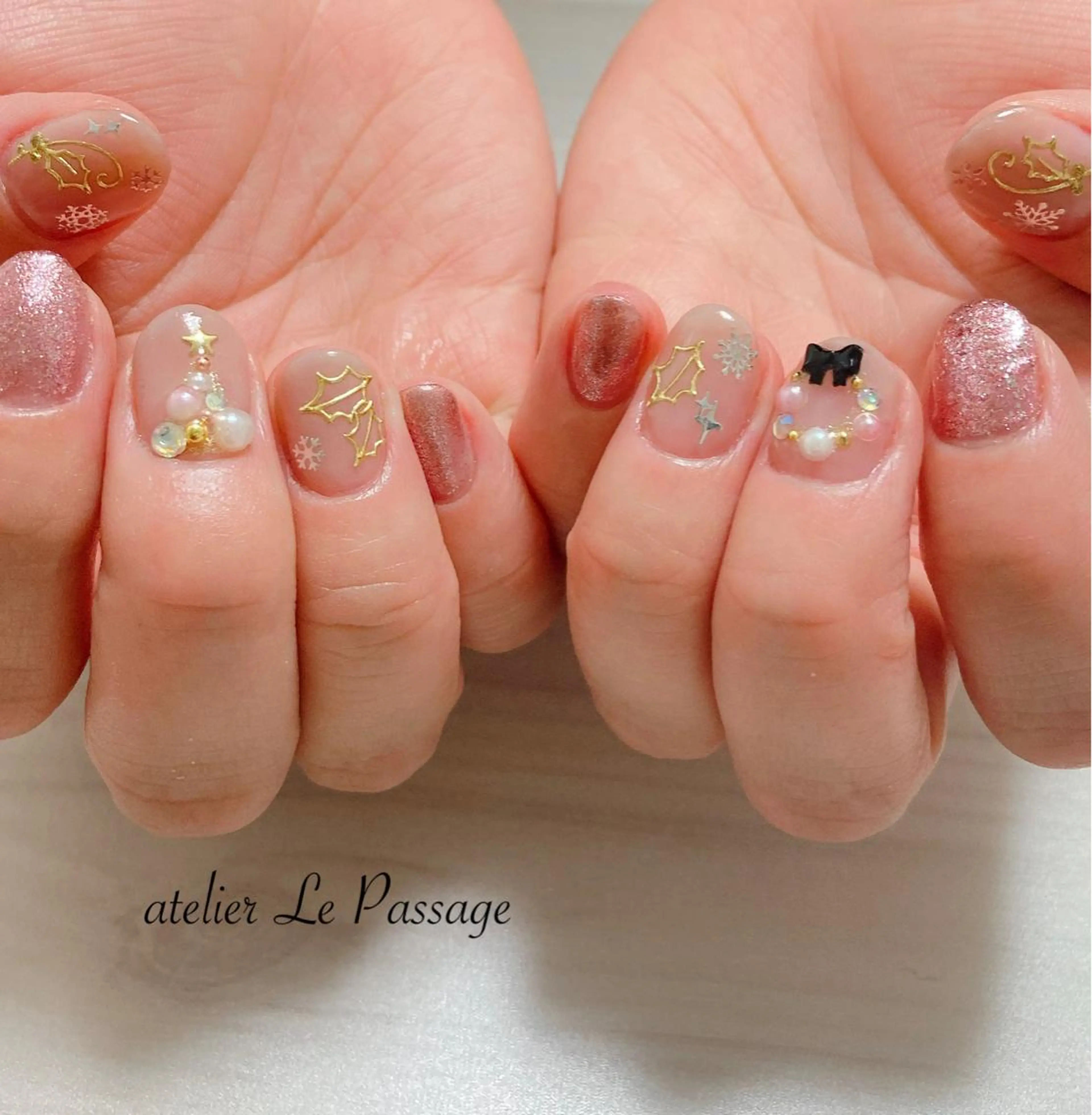 ネイル ジェルネイル キラキラネイル ニュアンスネイル パラジェル ピンク Atelier Le Passage所属・h nakatsukaのネイルデザイン