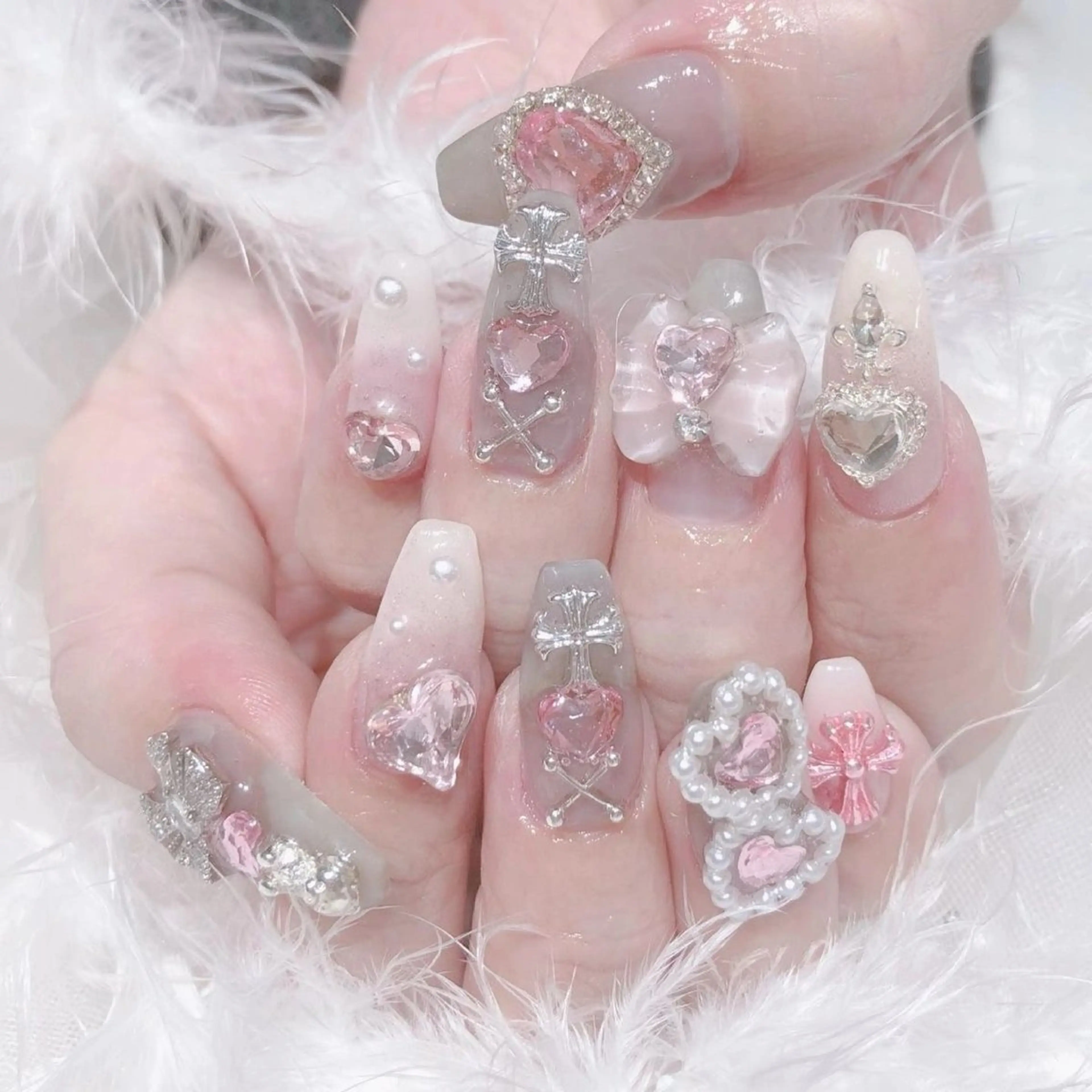 ネイル 長さ出し マグネットネイル ミラーネイル ピンク ネイルチップ Lee Nailsのネイルデザイン