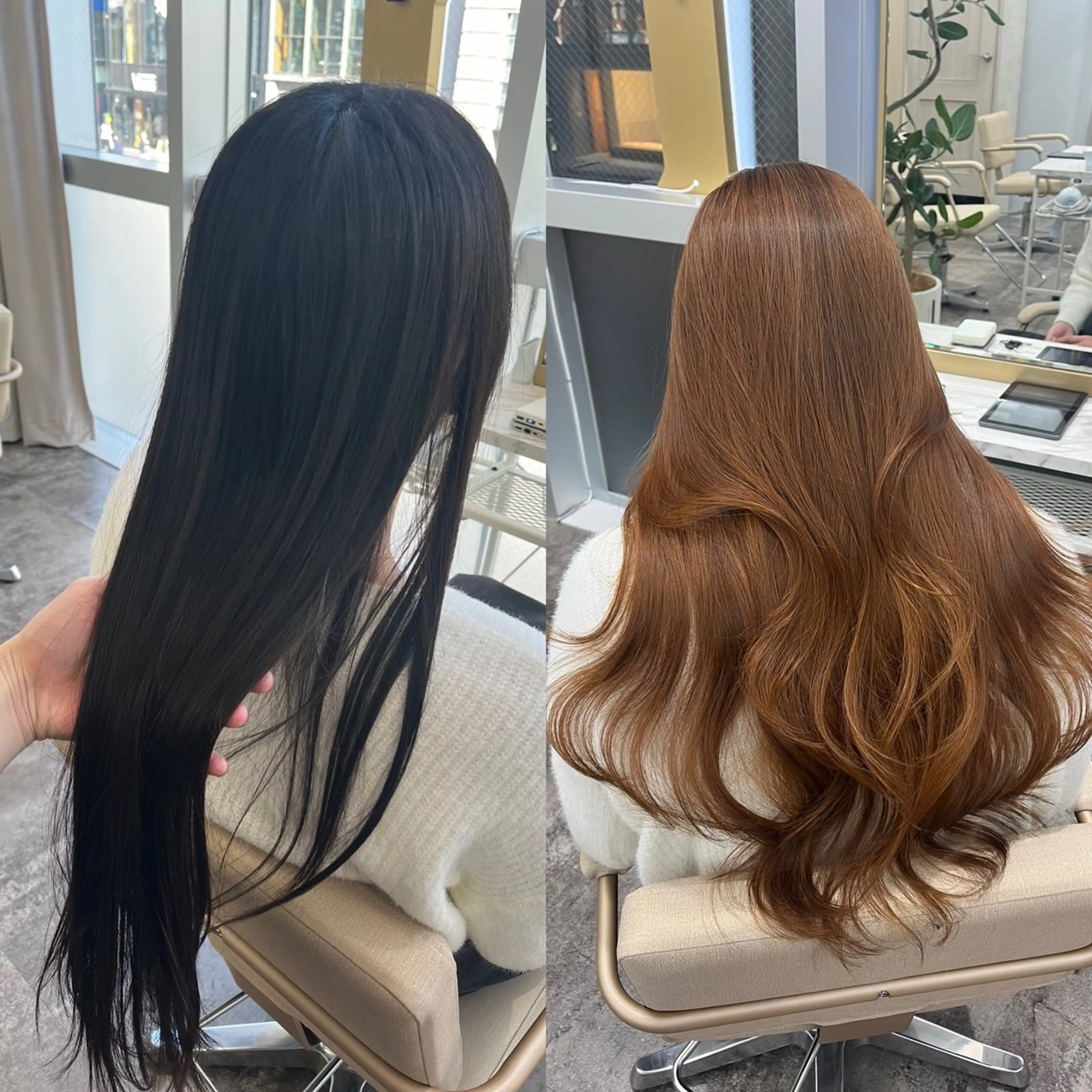 ロング 韓国ヘア レイヤーカットのヘアスタイル